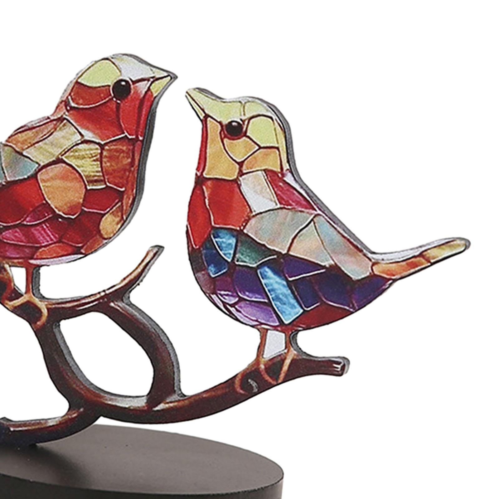 Birds on Branch Tabletop Ornament Bird Statue for Bedroom Entrance Fireplace 2 Birds