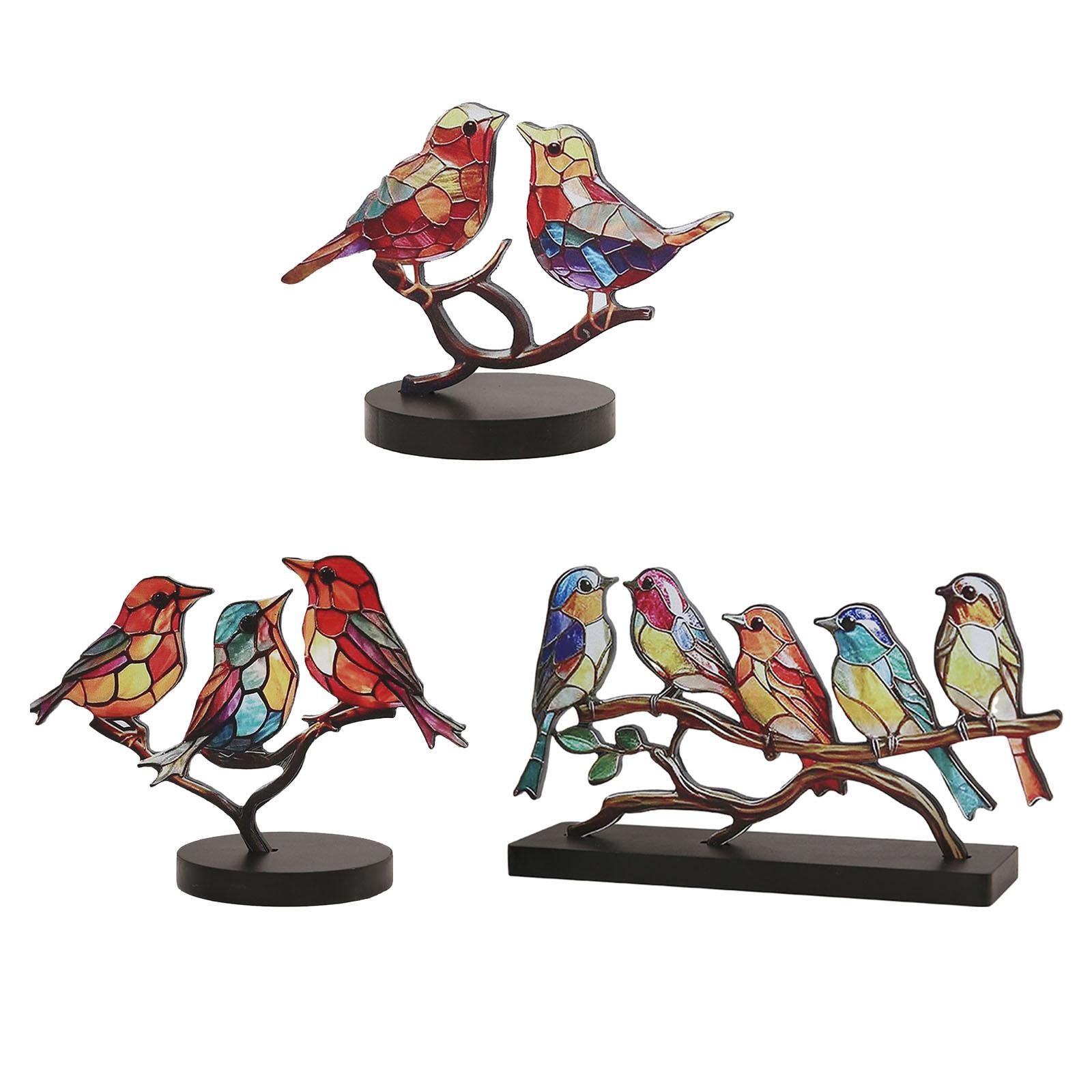 Birds on Branch Tabletop Ornament Bird Statue for Bedroom Entrance Fireplace 2 Birds