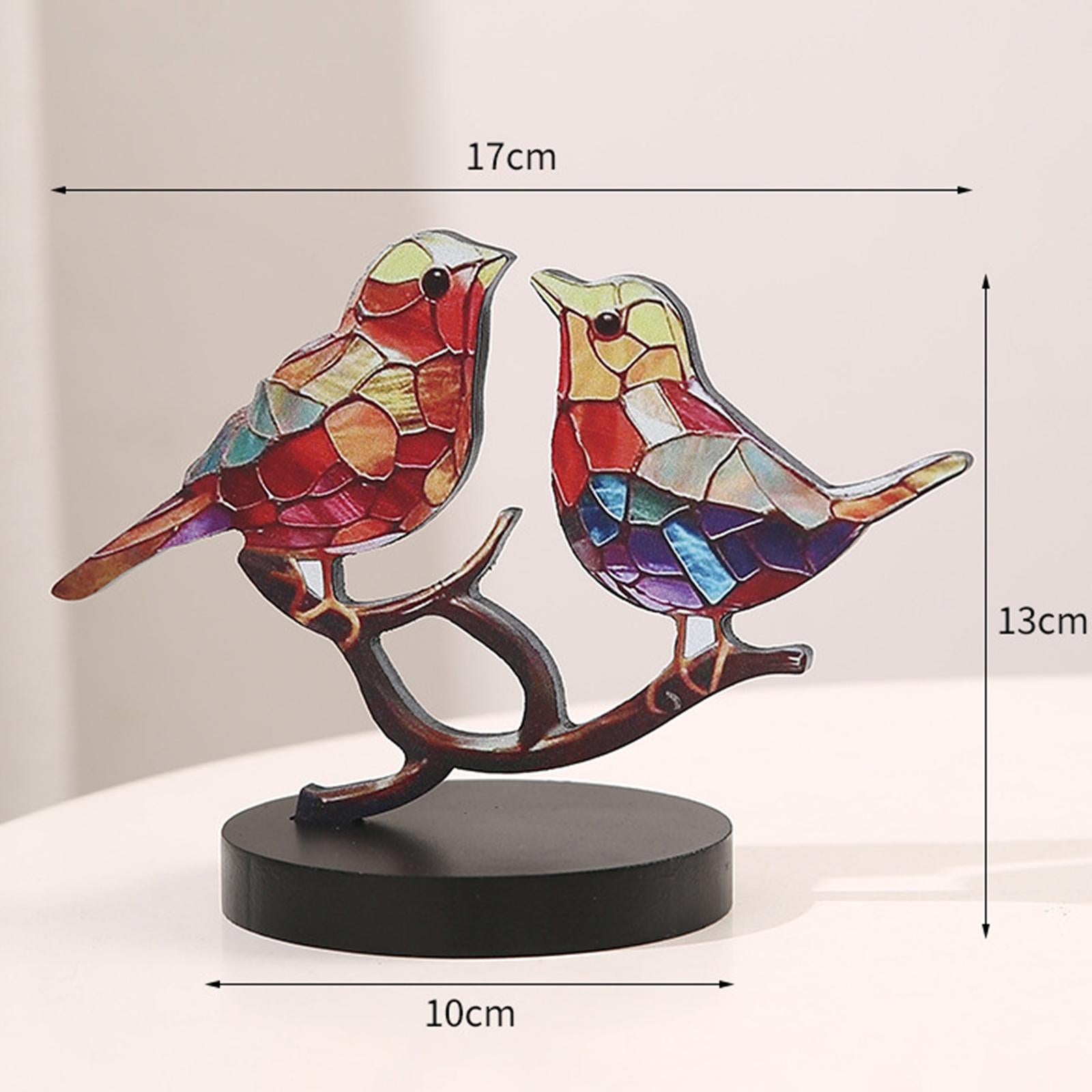 Birds on Branch Tabletop Ornament Bird Statue for Bedroom Entrance Fireplace 2 Birds