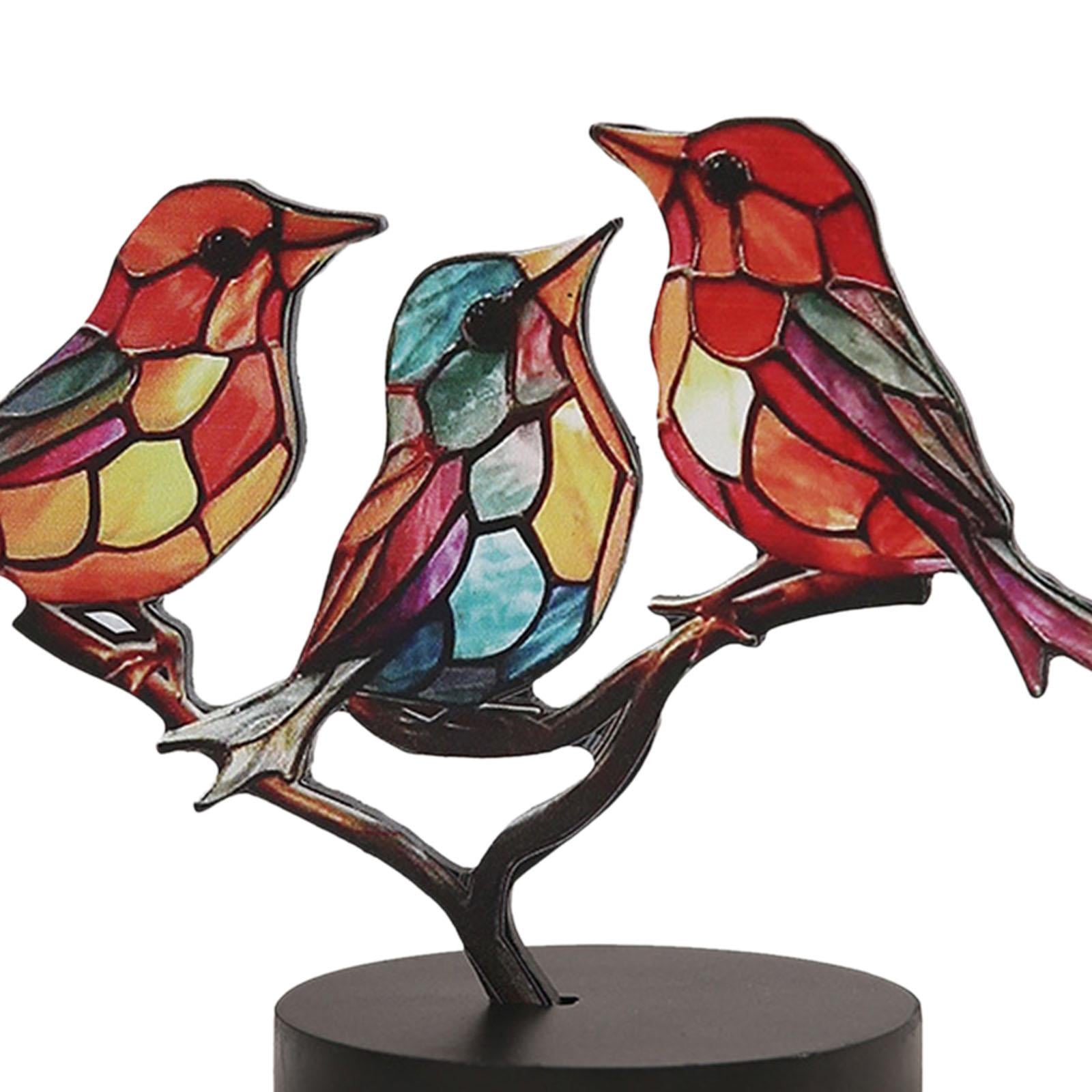 Birds on Branch Tabletop Ornament Bird Statue for Bedroom Entrance Fireplace 3 Birds