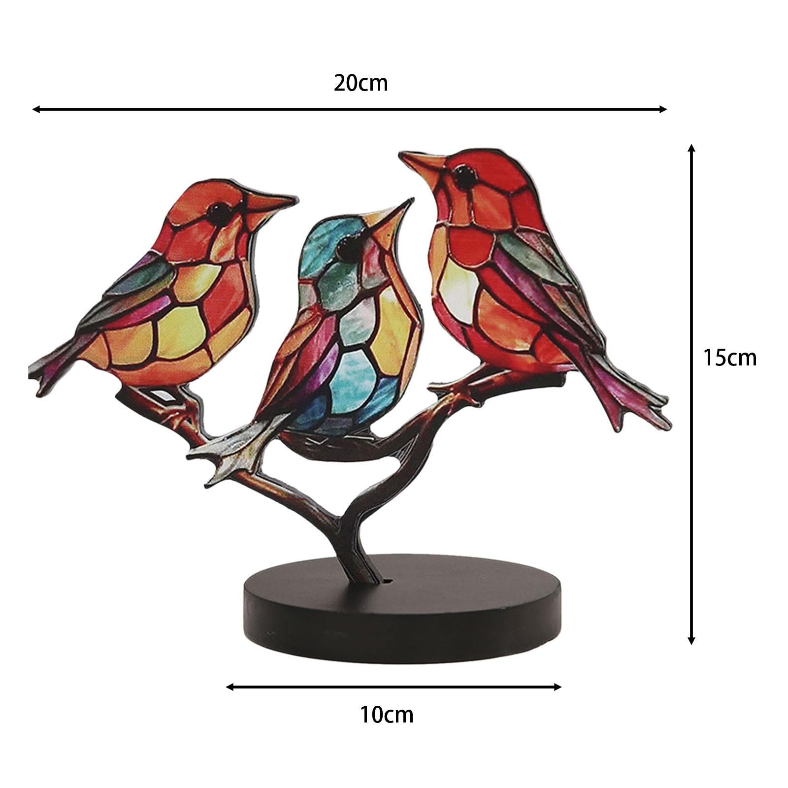 Birds on Branch Tabletop Ornament Bird Statue for Bedroom Entrance Fireplace 3 Birds