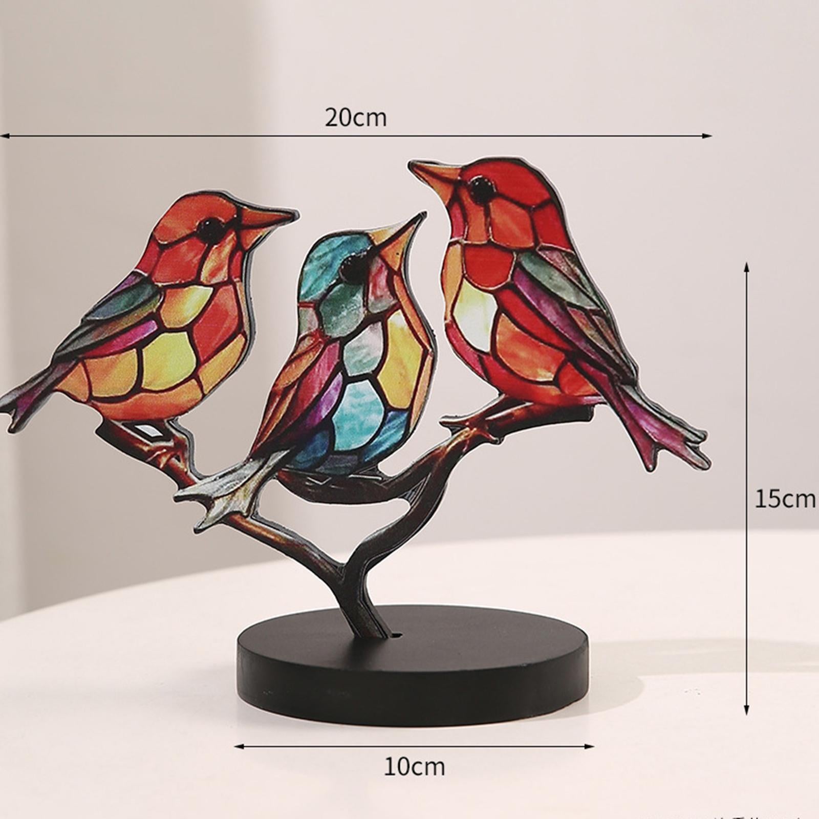 Birds on Branch Tabletop Ornament Bird Statue for Bedroom Entrance Fireplace 3 Birds