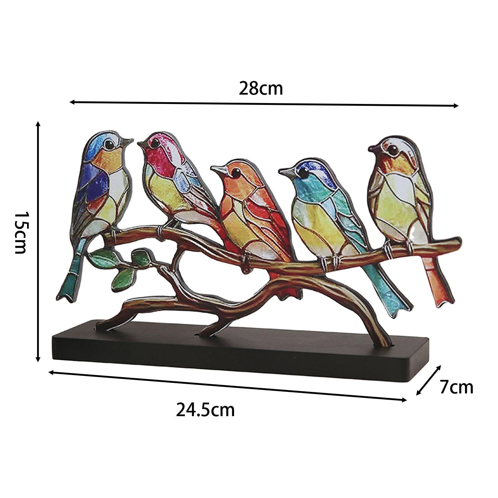 Birds on Branch Tabletop Ornament Bird Statue for Bedroom Entrance Fireplace 5 Birds