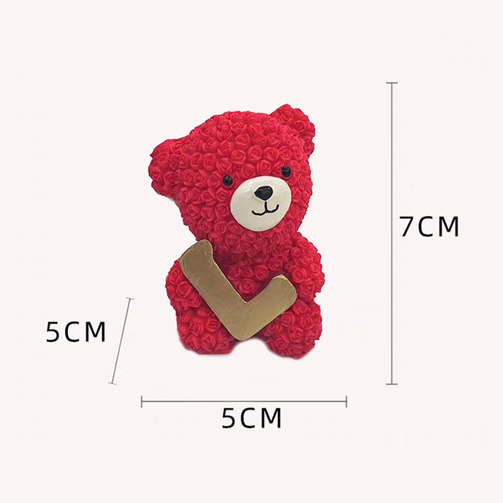 4 Pieces Rose Bear Love Ornament Rose Flower Bear for Anniversary Wife Girls