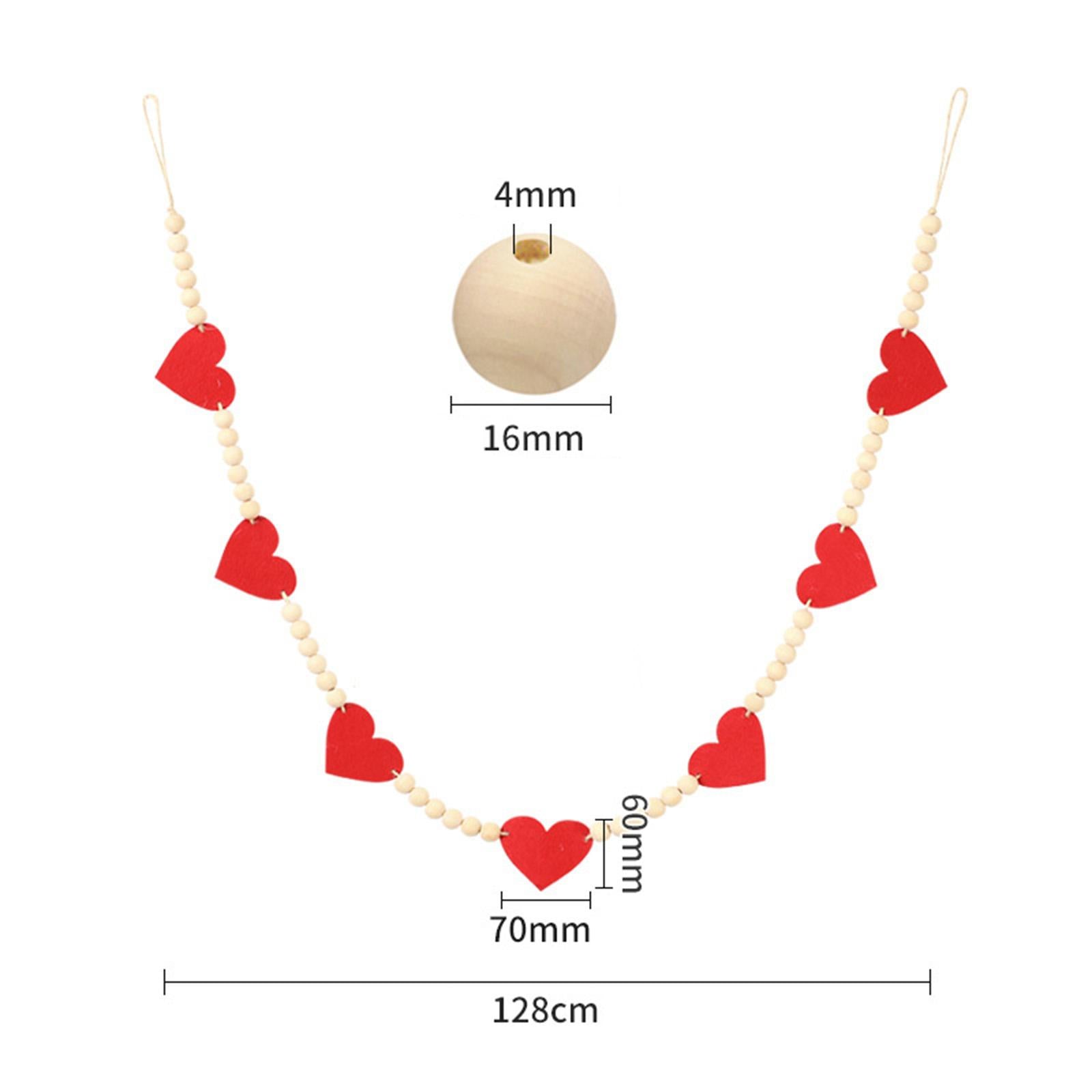 Heart Beads Love Knots Craft Rustic Valentine Wood Bead for Garland DIY Home
