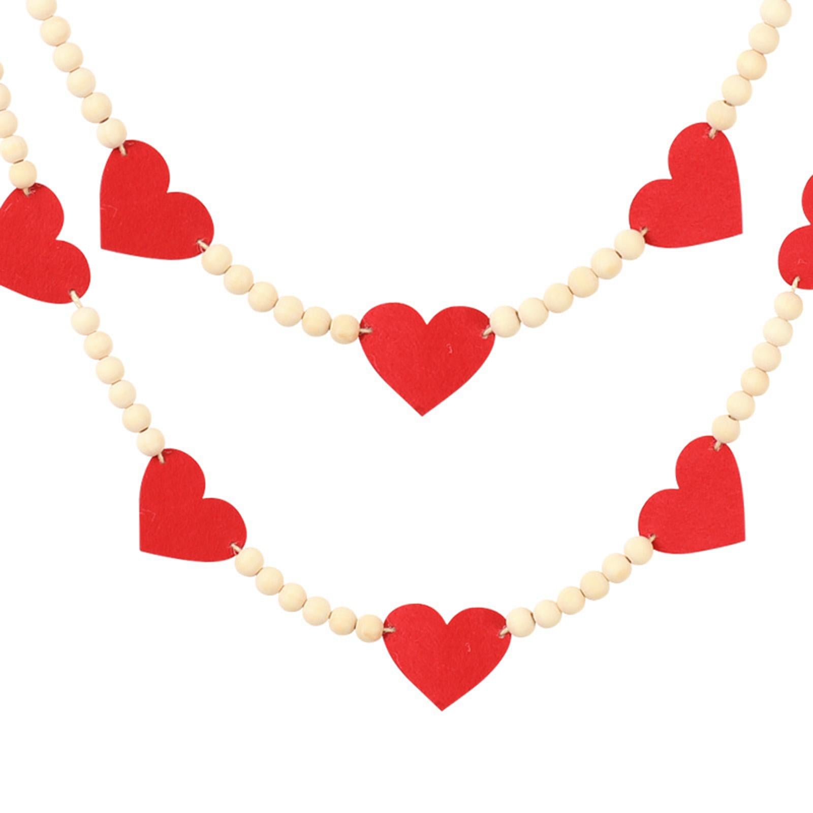 Heart Beads Love Knots Craft Rustic Valentine Wood Bead for Garland DIY Home
