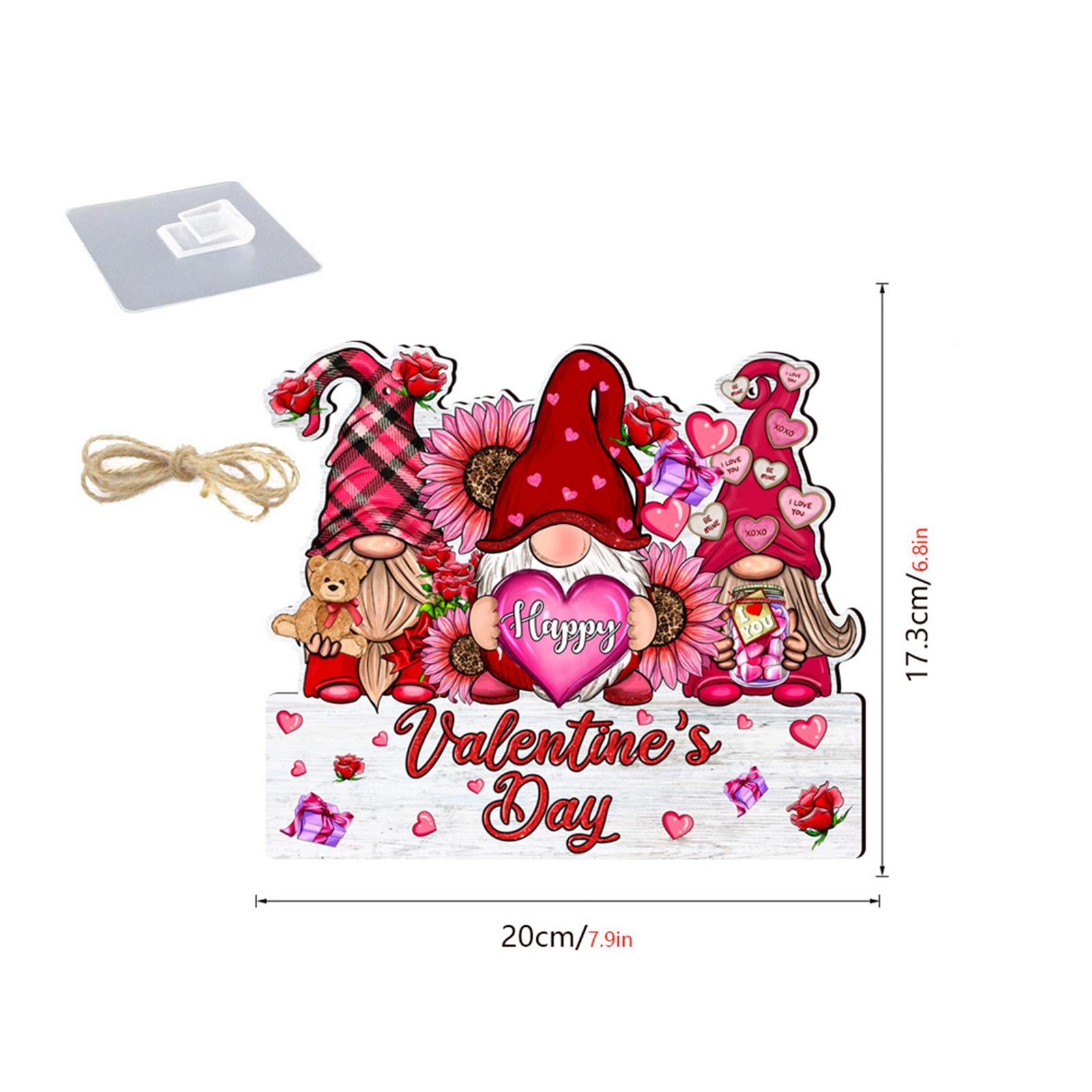 Valentine Gnome Door Sign Hanging Decoration for Window Valentine's Day Wall Style A