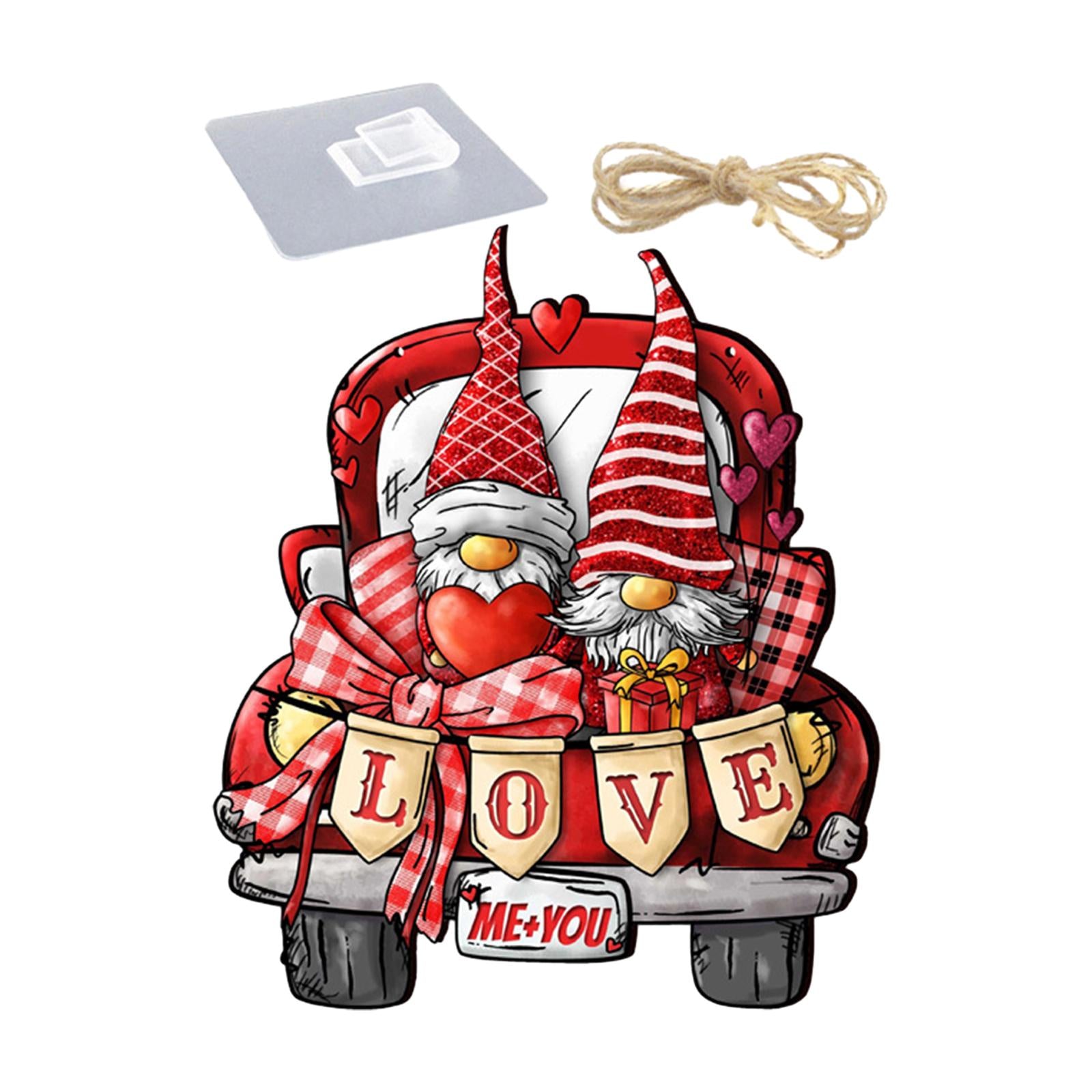 Valentine Gnome Door Sign Hanging Decoration for Window Valentine's Day Wall Style B