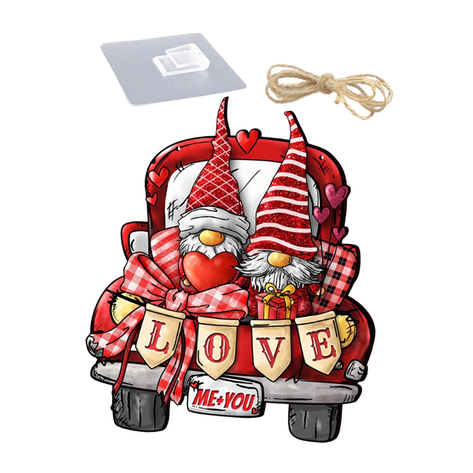Valentine Gnome Door Sign Hanging Decoration for Window Valentine's Day Wall Style B