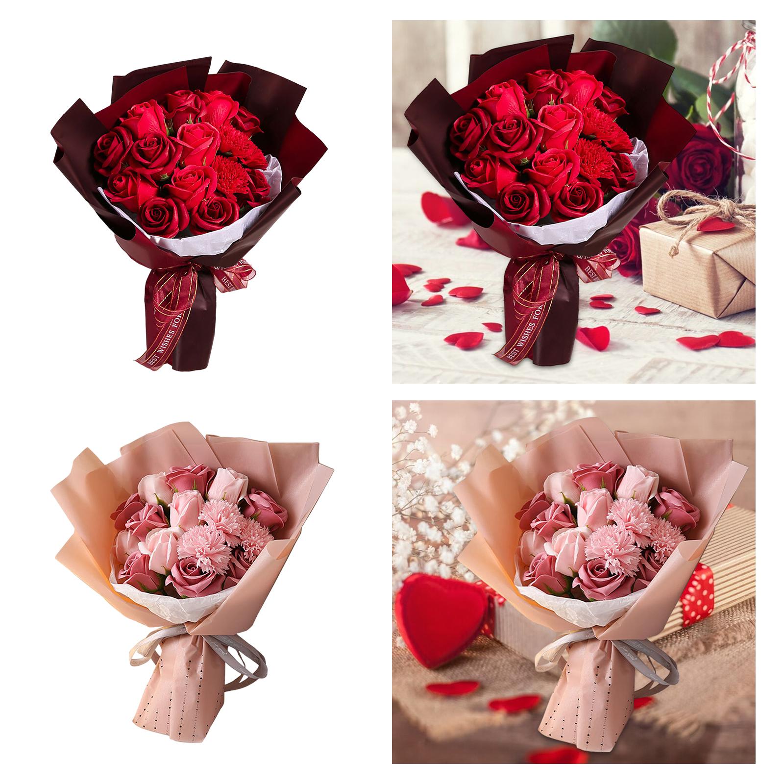 Valentines Day Soap Rose Flower Bouquet for Engagement Ceremony Mother's Day Red