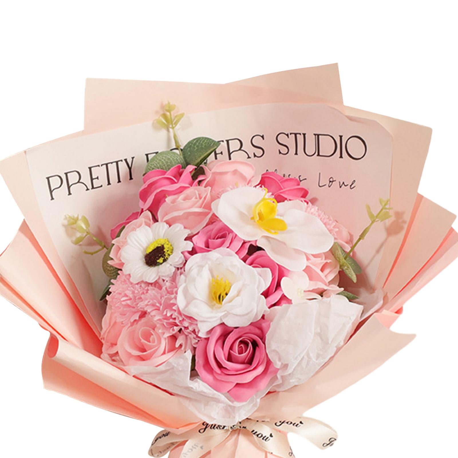 Flower Bouquet Elegant Soap Rose Flower for Mother's Day Engagement Ceremony Pink