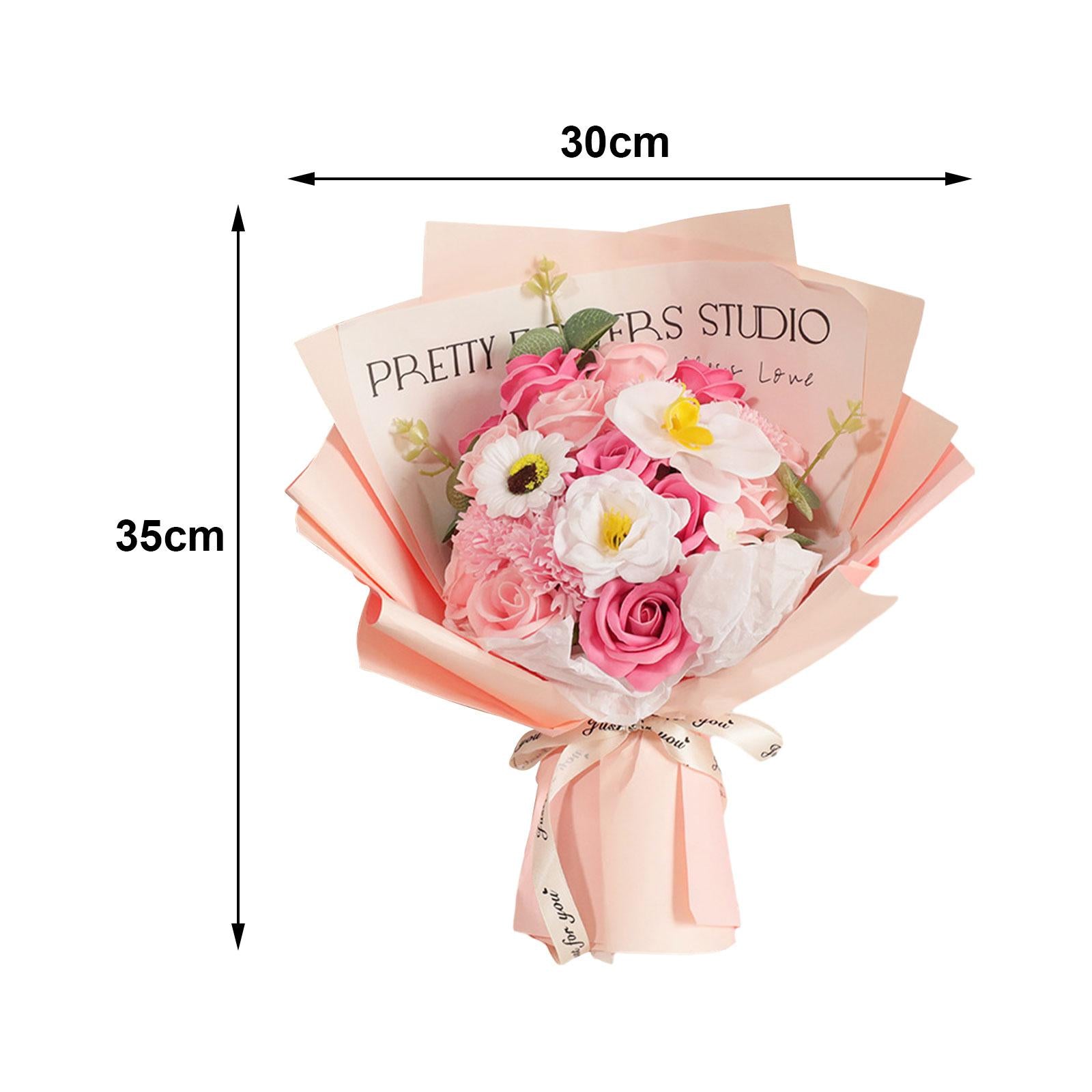 Flower Bouquet Elegant Soap Rose Flower for Mother's Day Engagement Ceremony Pink