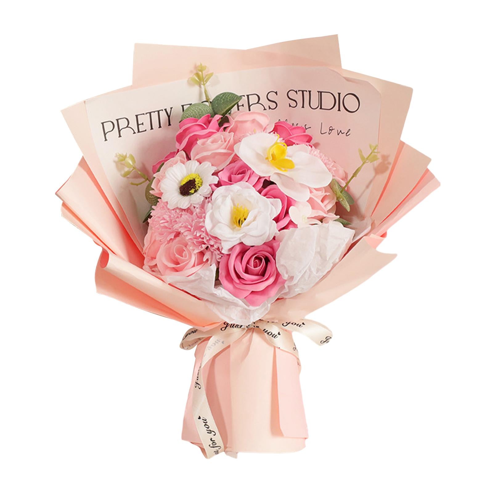 Flower Bouquet Elegant Soap Rose Flower for Mother's Day Engagement Ceremony Pink