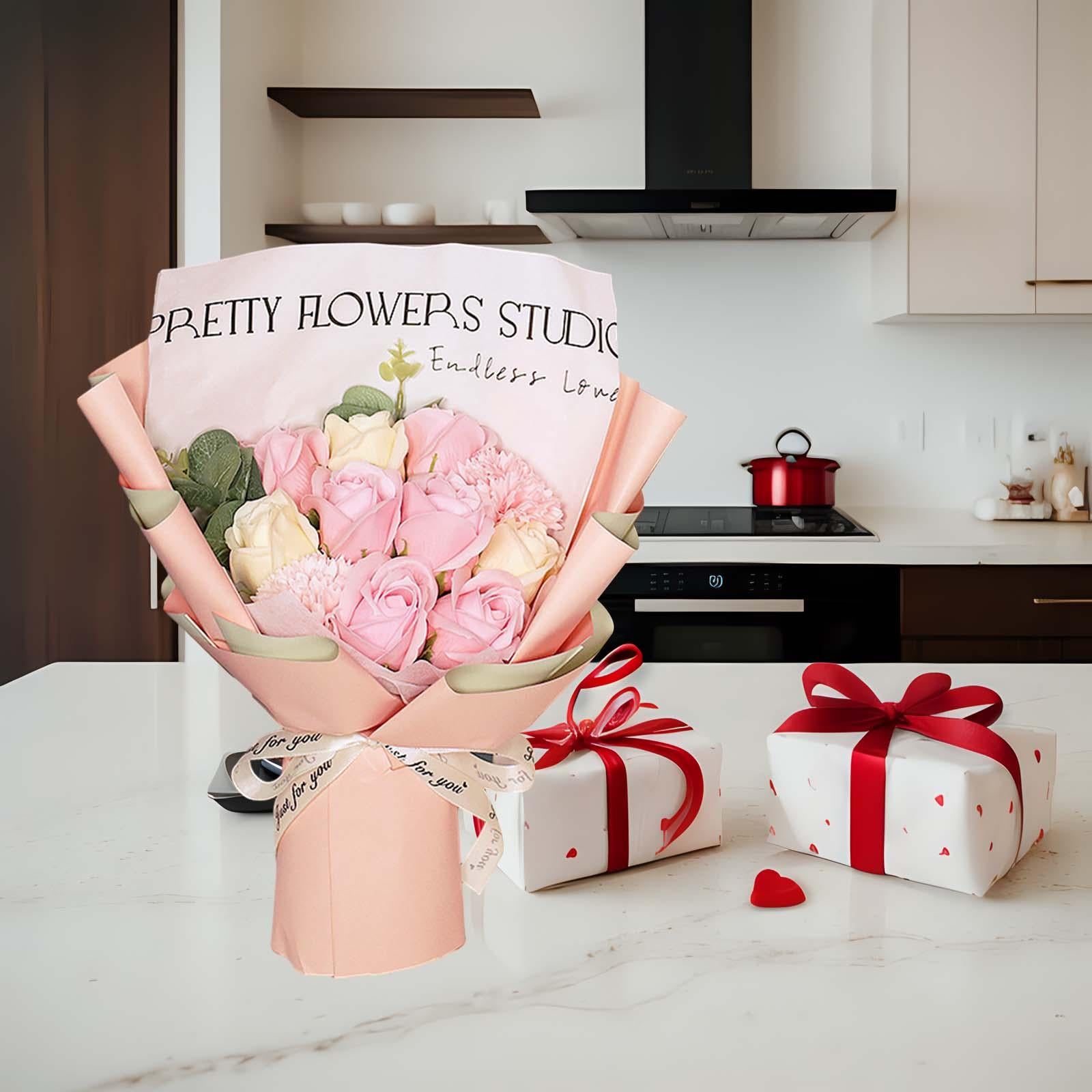 Soap Rose Flower Bouquet Valentines Day Gift for Mothers Day Multifunctional