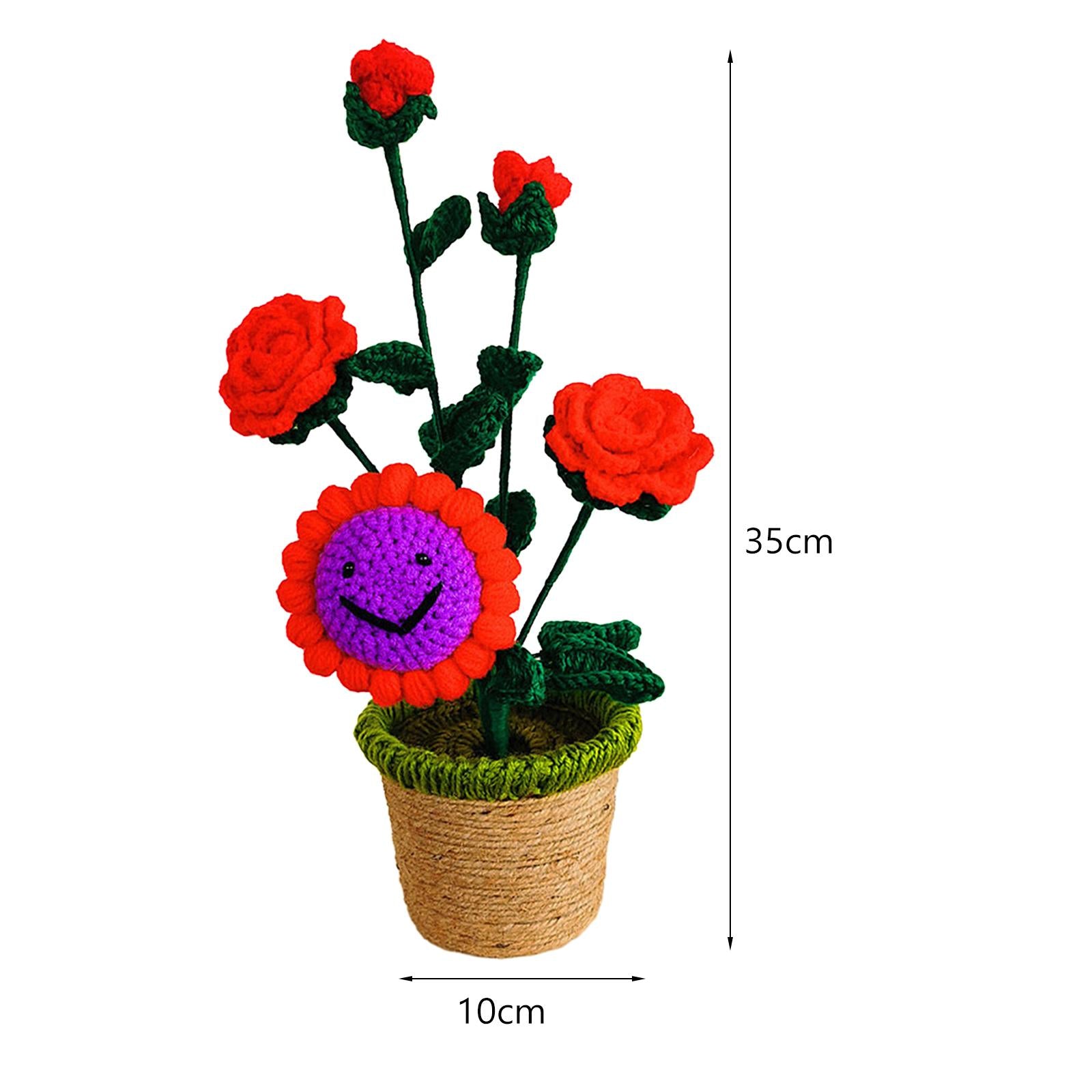 Crochet Potted Flower Eternal Blessing Handcrafted for Bathroom Desk Outdoor rose Sunflower