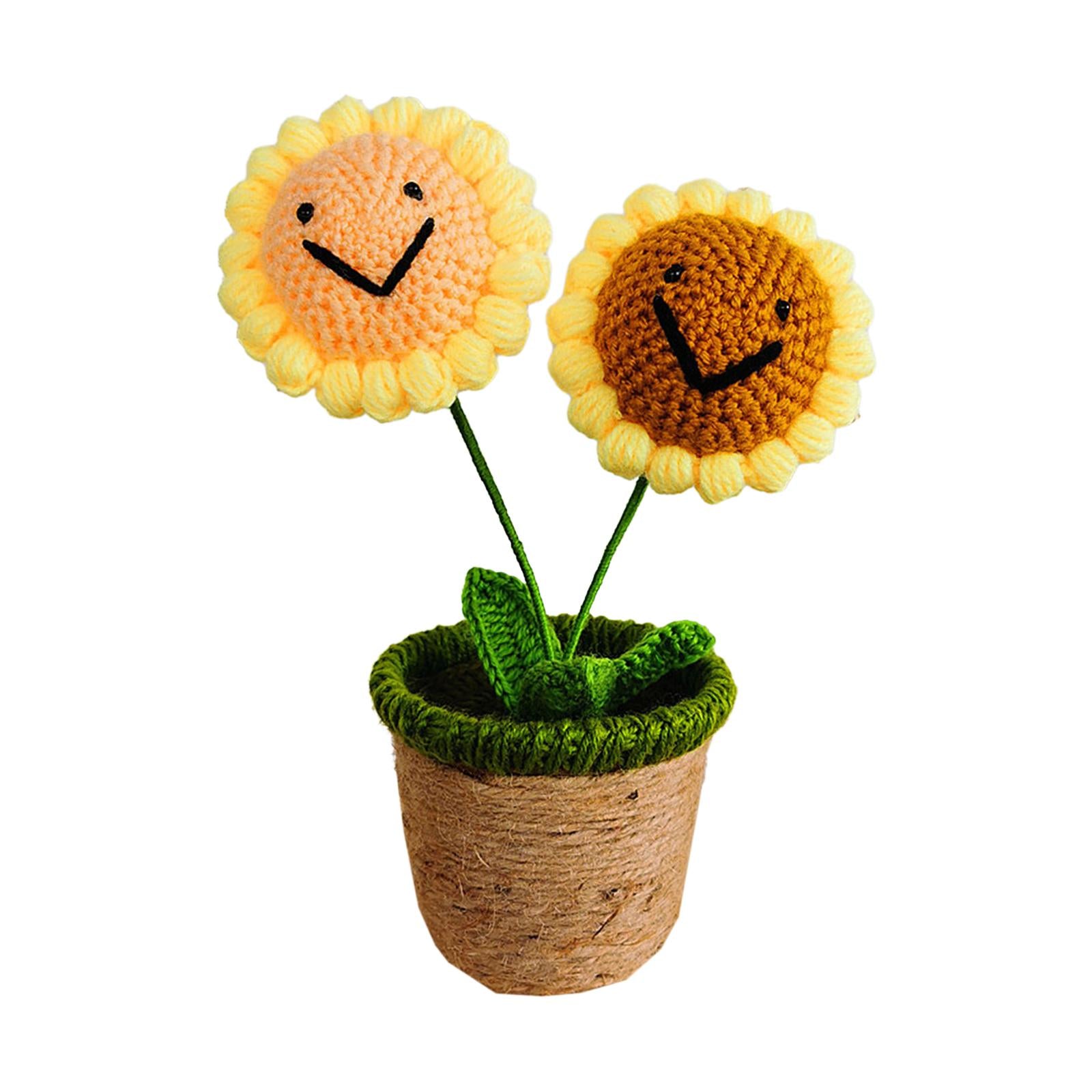 Crochet Potted Flower Eternal Blessing Handcrafted for Bathroom Desk Outdoor 2 Sunflower