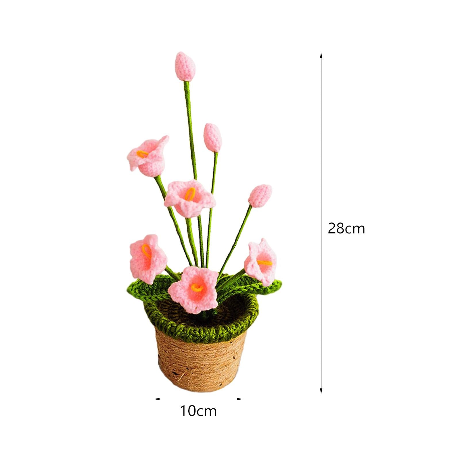 Crochet Potted Flower Eternal Blessing Handcrafted for Bathroom Desk Outdoor Bell orchid