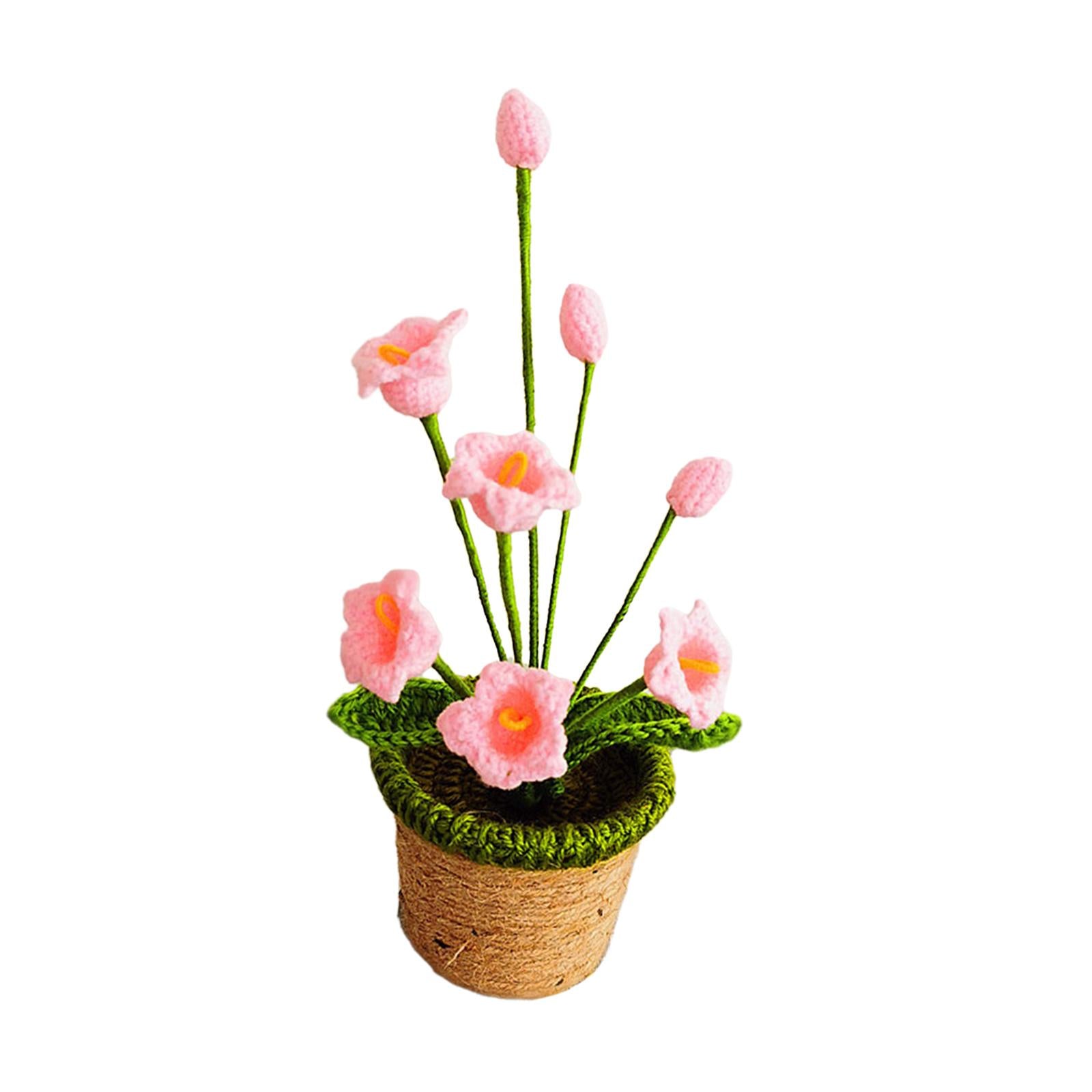Crochet Potted Flower Eternal Blessing Handcrafted for Bathroom Desk Outdoor Bell orchid