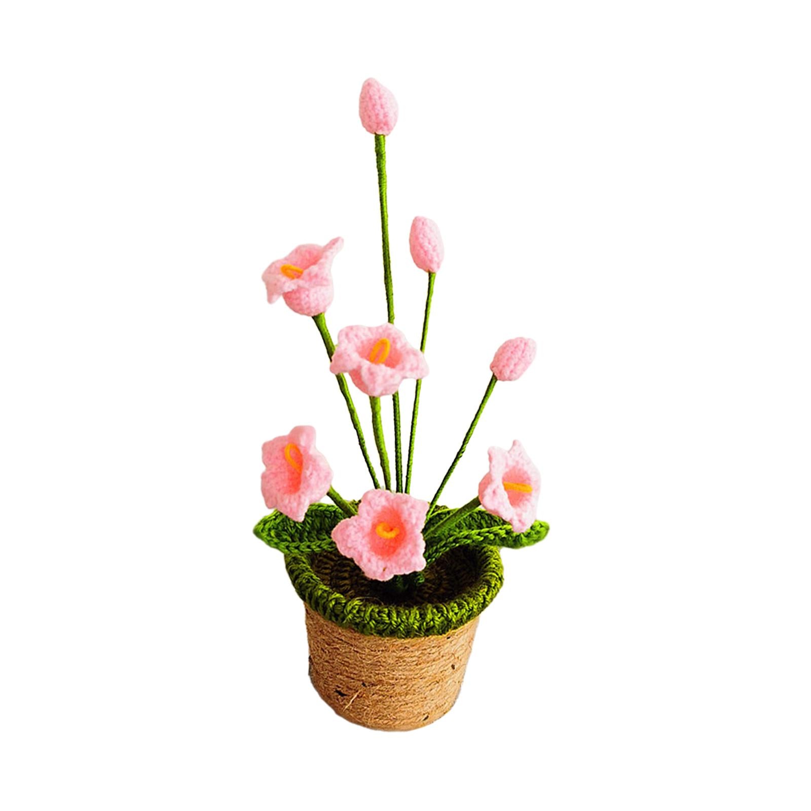 Crochet Potted Flower Eternal Blessing Handcrafted for Bathroom Desk Outdoor Bell orchid