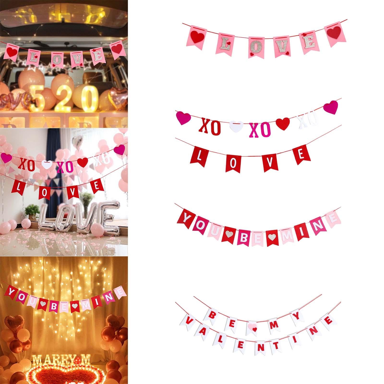 Valentines Day Burlap Banner Valentines Heart Banner for Birthday Home Party LOVE