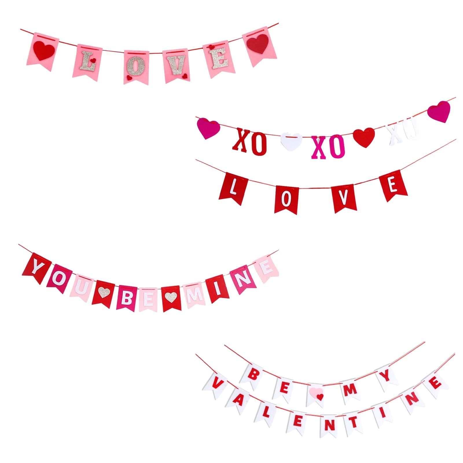Valentines Day Burlap Banner Valentines Heart Banner for Birthday Home Party LOVE