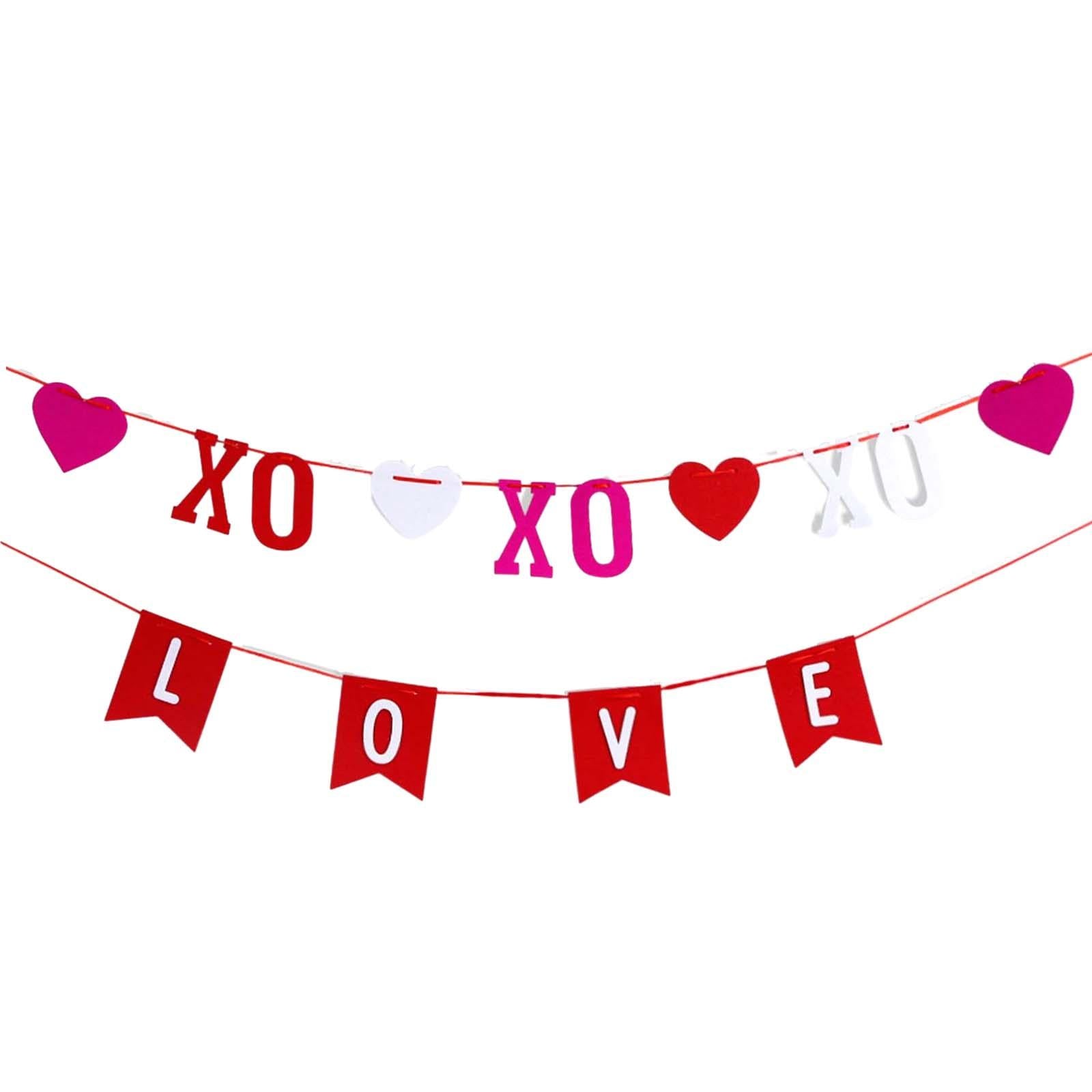 Valentines Day Burlap Banner Valentines Heart Banner for Birthday Home Party XO