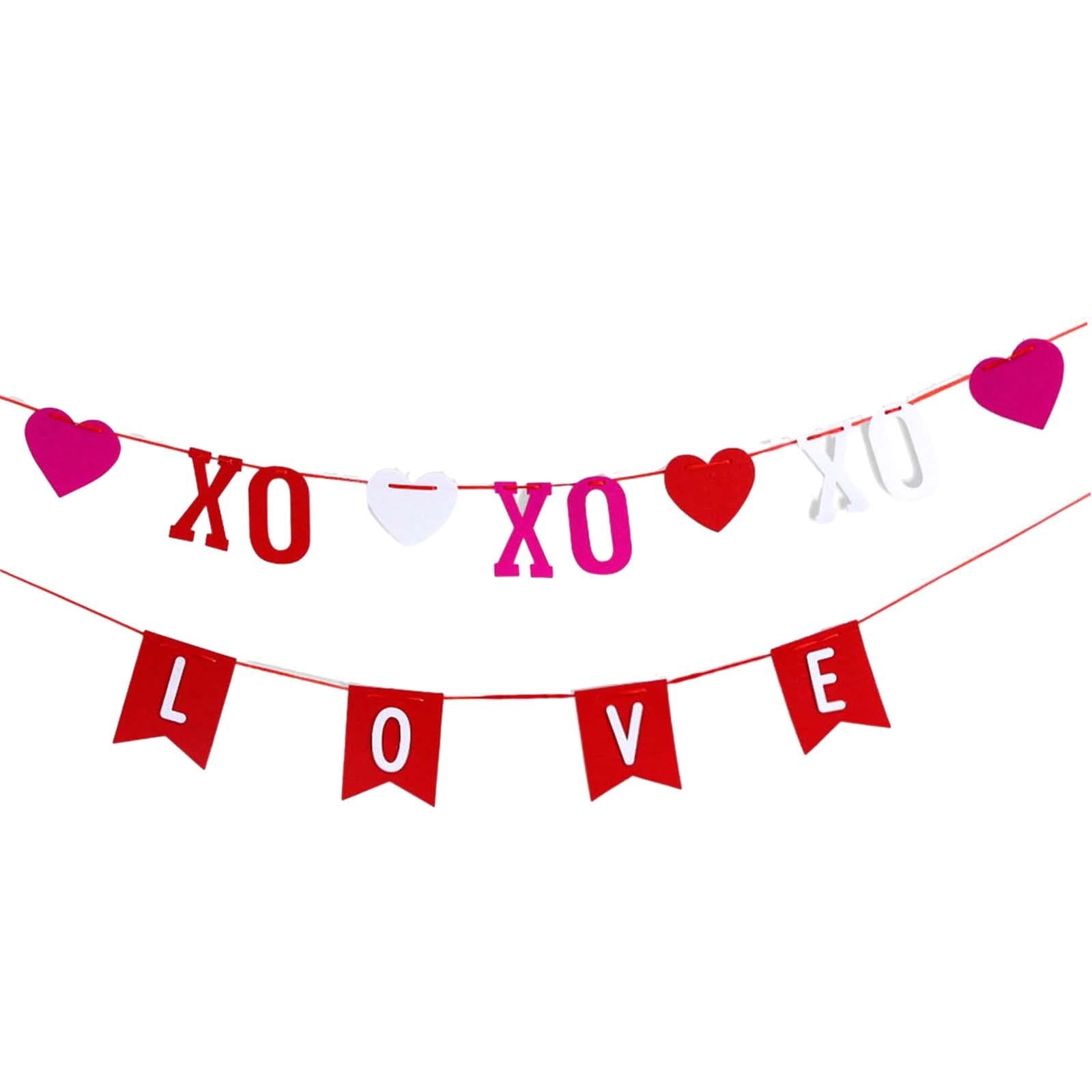Valentines Day Burlap Banner Valentines Heart Banner for Birthday Home Party XO