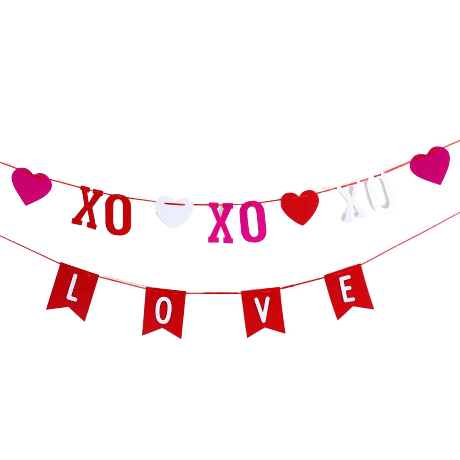 Valentines Day Burlap Banner Valentines Heart Banner for Birthday Home Party XO
