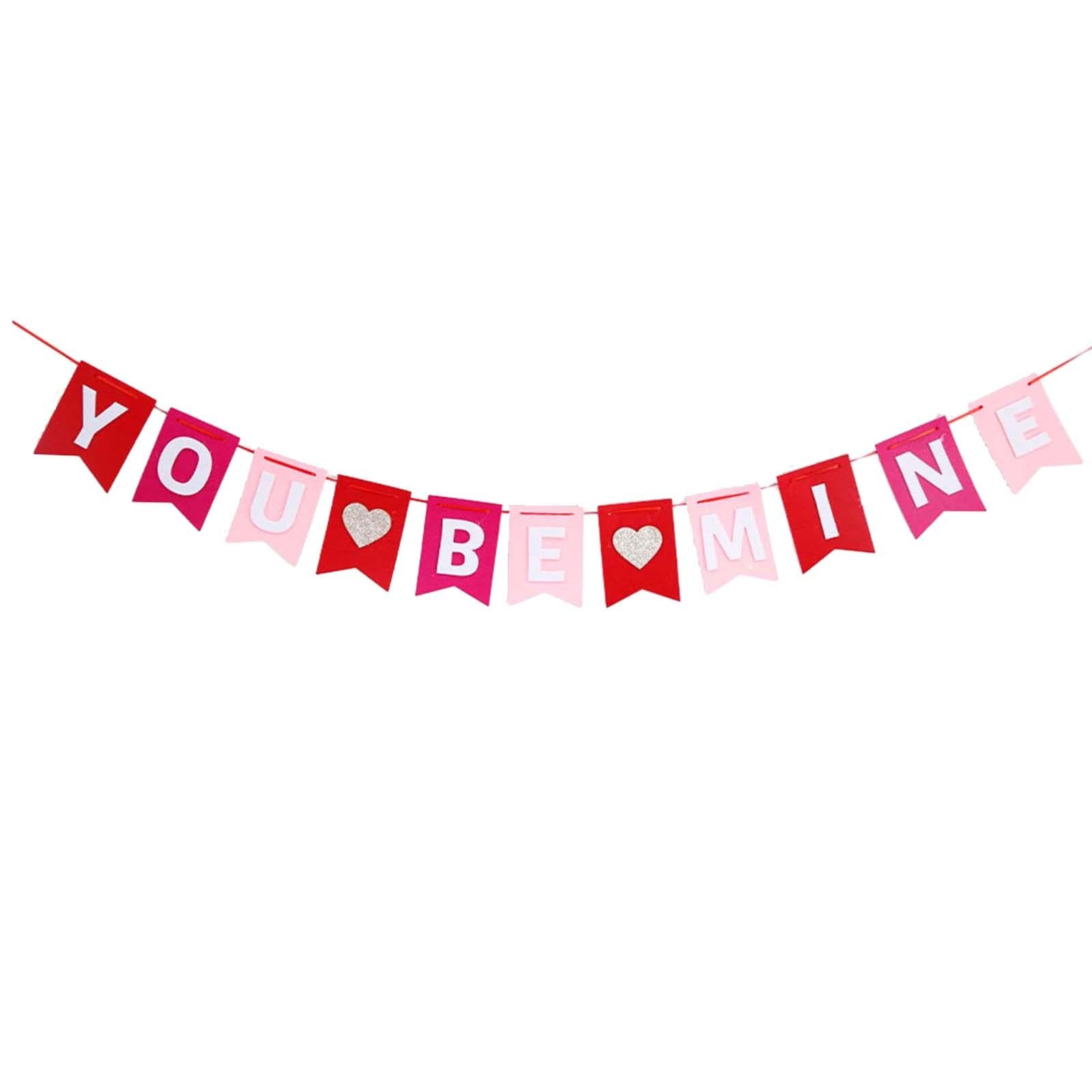 Valentines Day Burlap Banner Valentines Heart Banner for Birthday Home Party YOU BE MINE