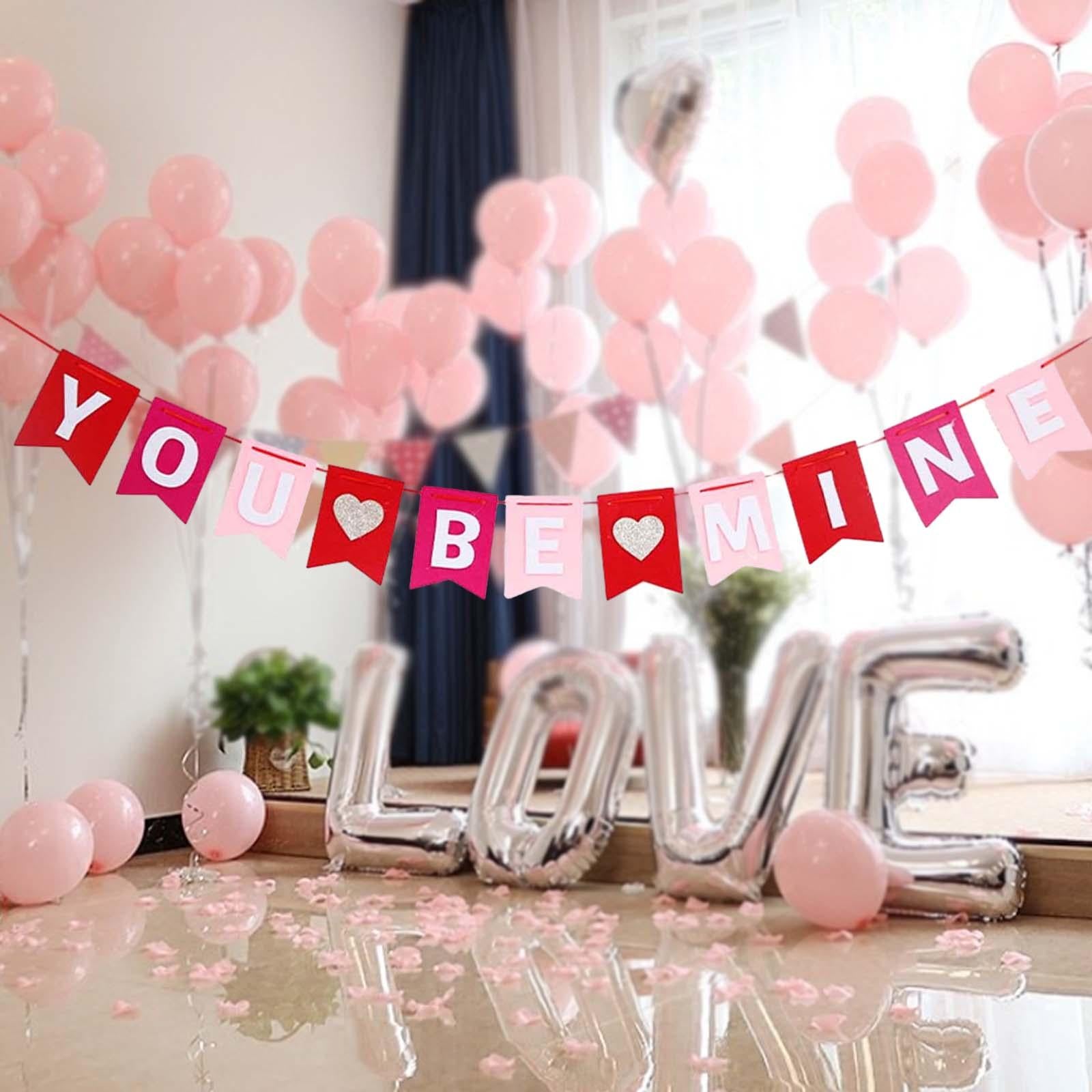 Valentines Day Burlap Banner Valentines Heart Banner for Birthday Home Party YOU BE MINE