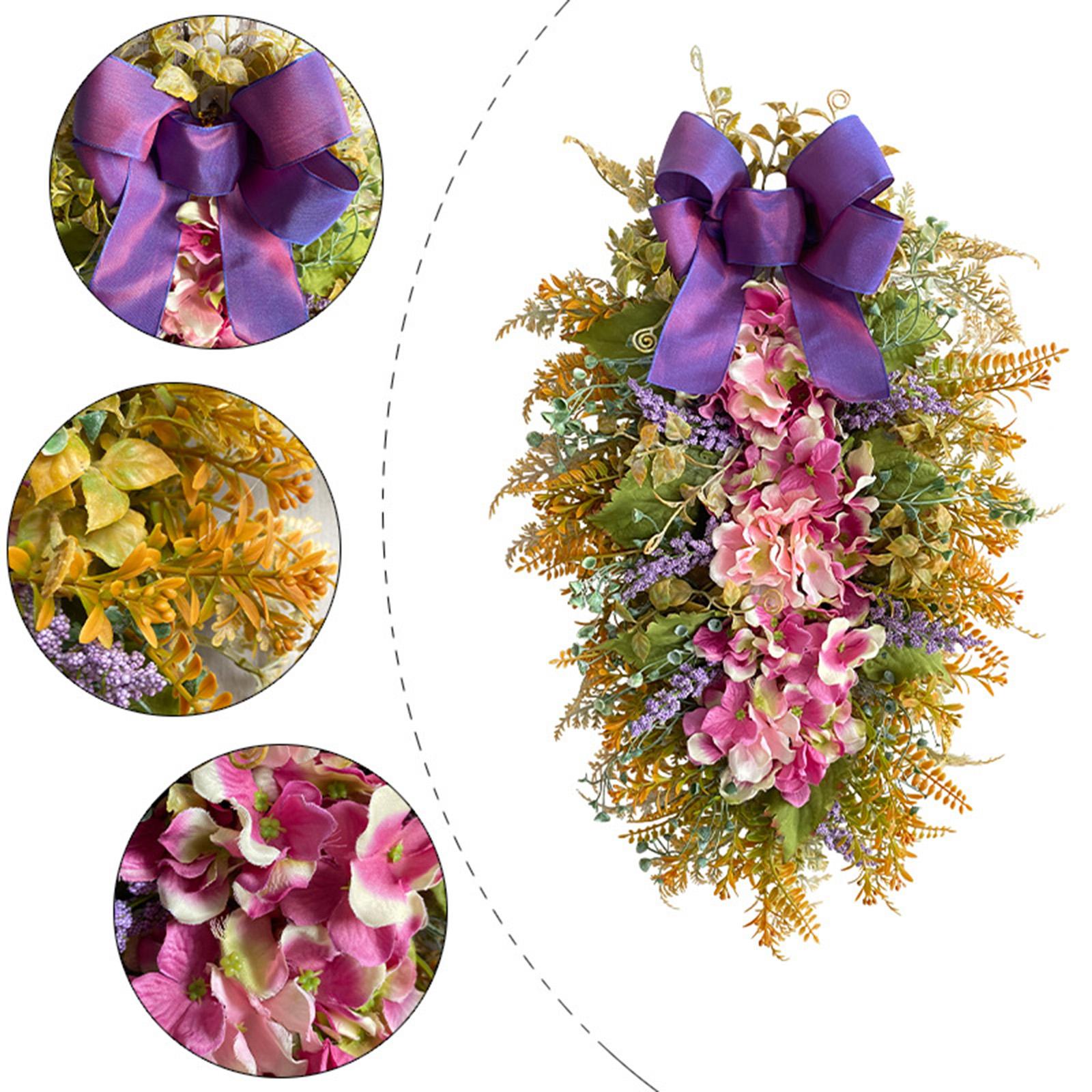 Floral Swag Ornaments Realistic Texture Teardrop Wreath for Wall Room Garden