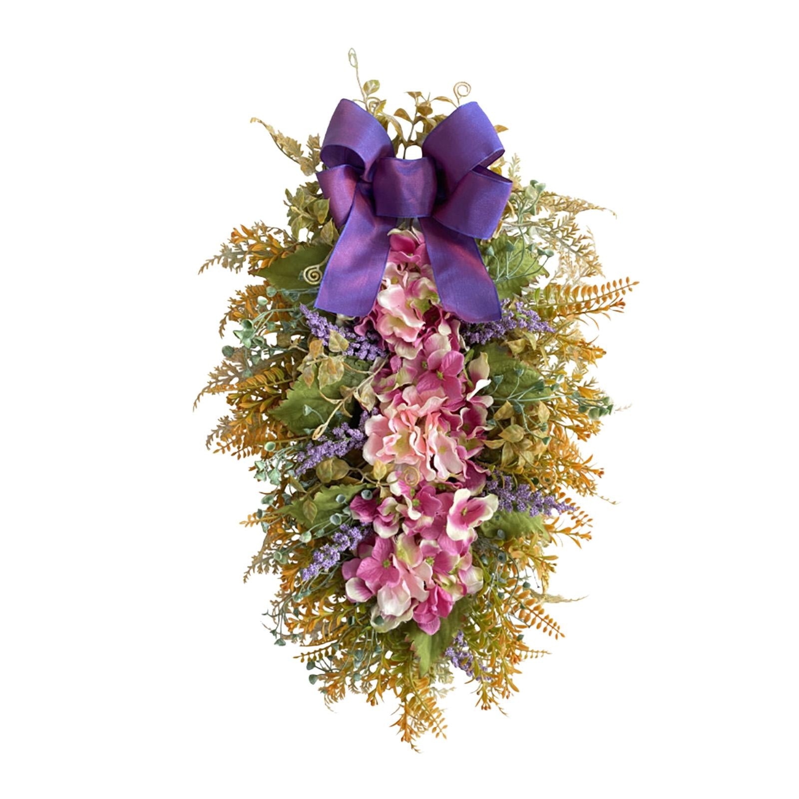 Floral Swag Ornaments Realistic Texture Teardrop Wreath for Wall Room Garden