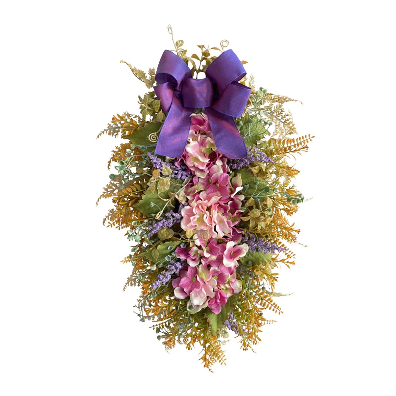 Floral Swag Ornaments Realistic Texture Teardrop Wreath for Wall Room Garden