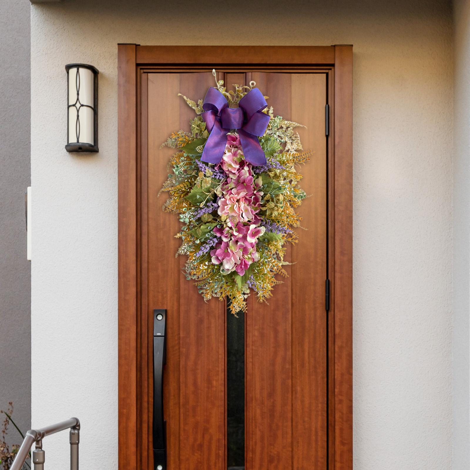 Floral Swag Ornaments Realistic Texture Teardrop Wreath for Wall Room Garden