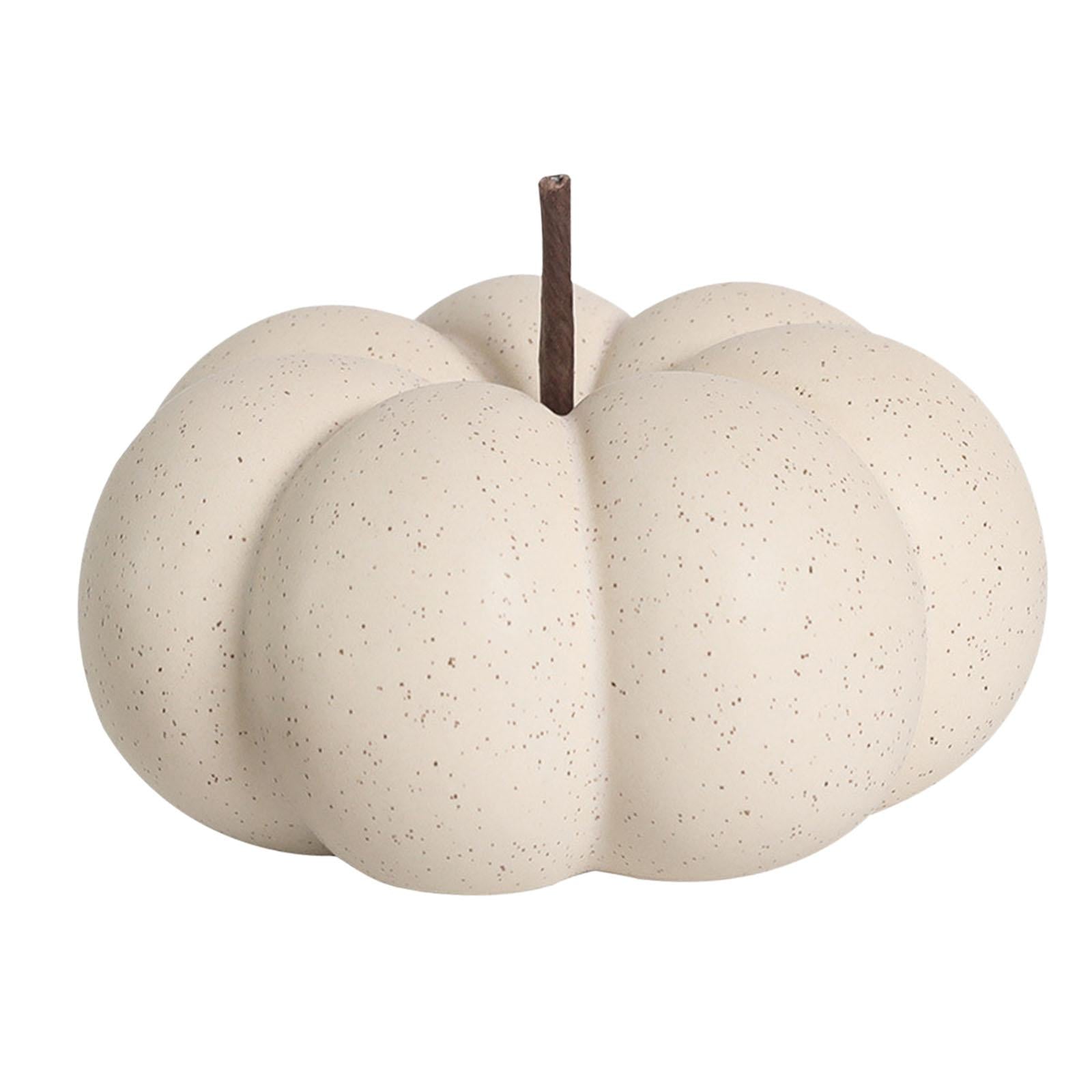 Fake Pumpkins Model Ceramic Artificial Pumpkins for Halloween Fireplace Fall White