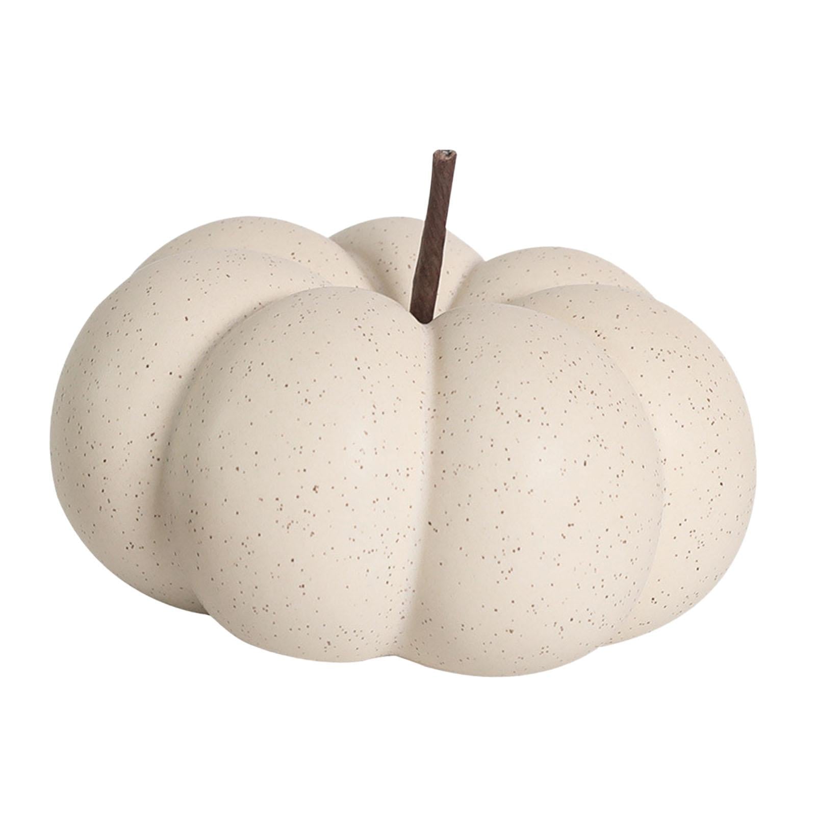 Fake Pumpkins Model Ceramic Artificial Pumpkins for Halloween Fireplace Fall White
