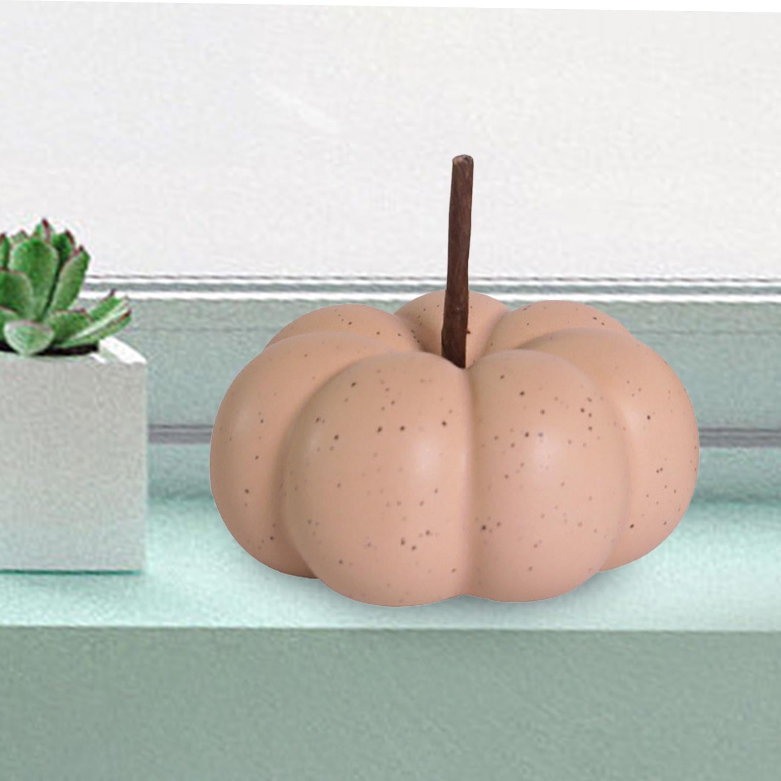 Fake Pumpkins Model Ceramic Artificial Pumpkins for Halloween Fireplace Fall Pink