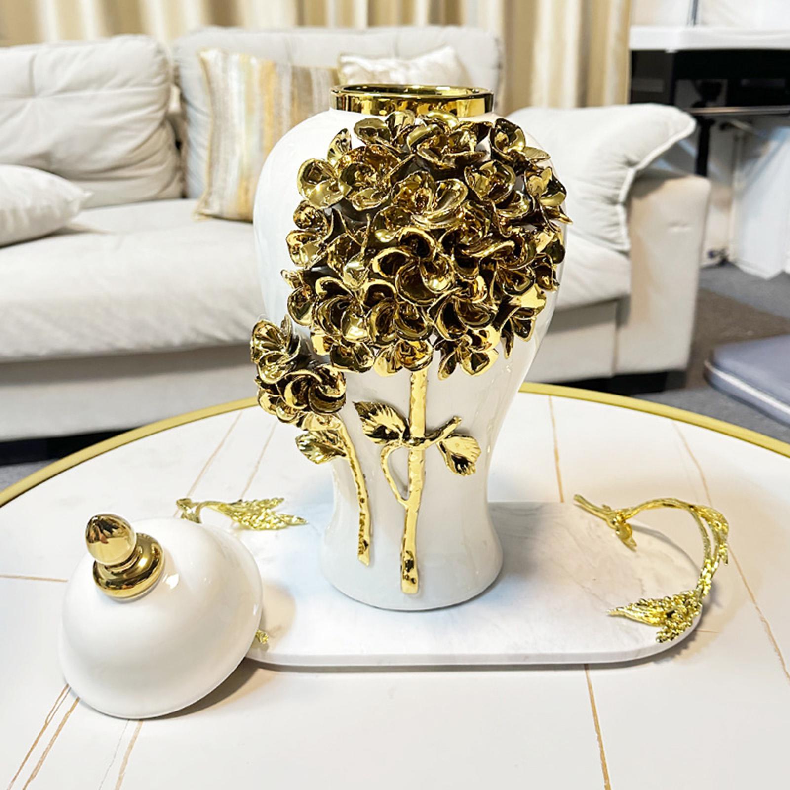 Ceramic Vase Decoration Porcelain Ginger Jar for Storage Tank Bedroom Floral