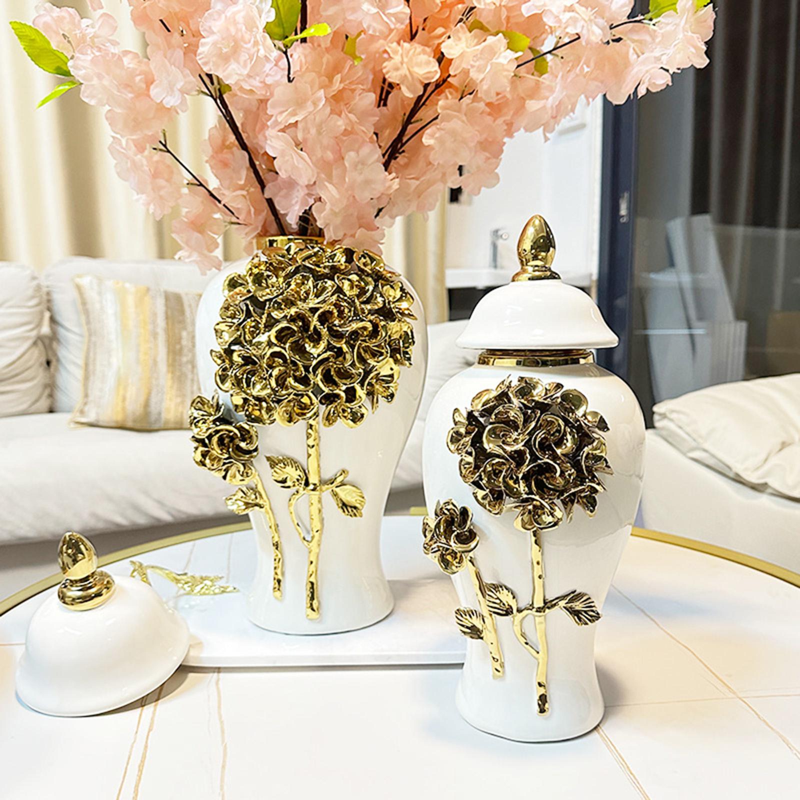 Ceramic Vase Decoration Porcelain Ginger Jar for Storage Tank Bedroom Floral