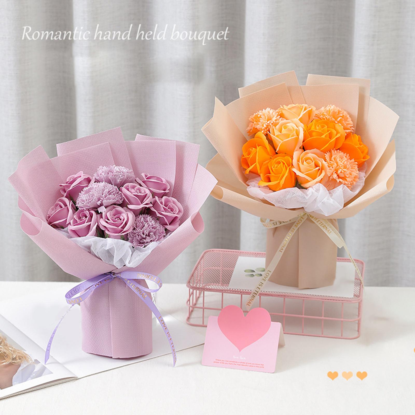 Rose Bouquets Soap Flower for Valentines Day Teachers' Day Special Occassions Orange