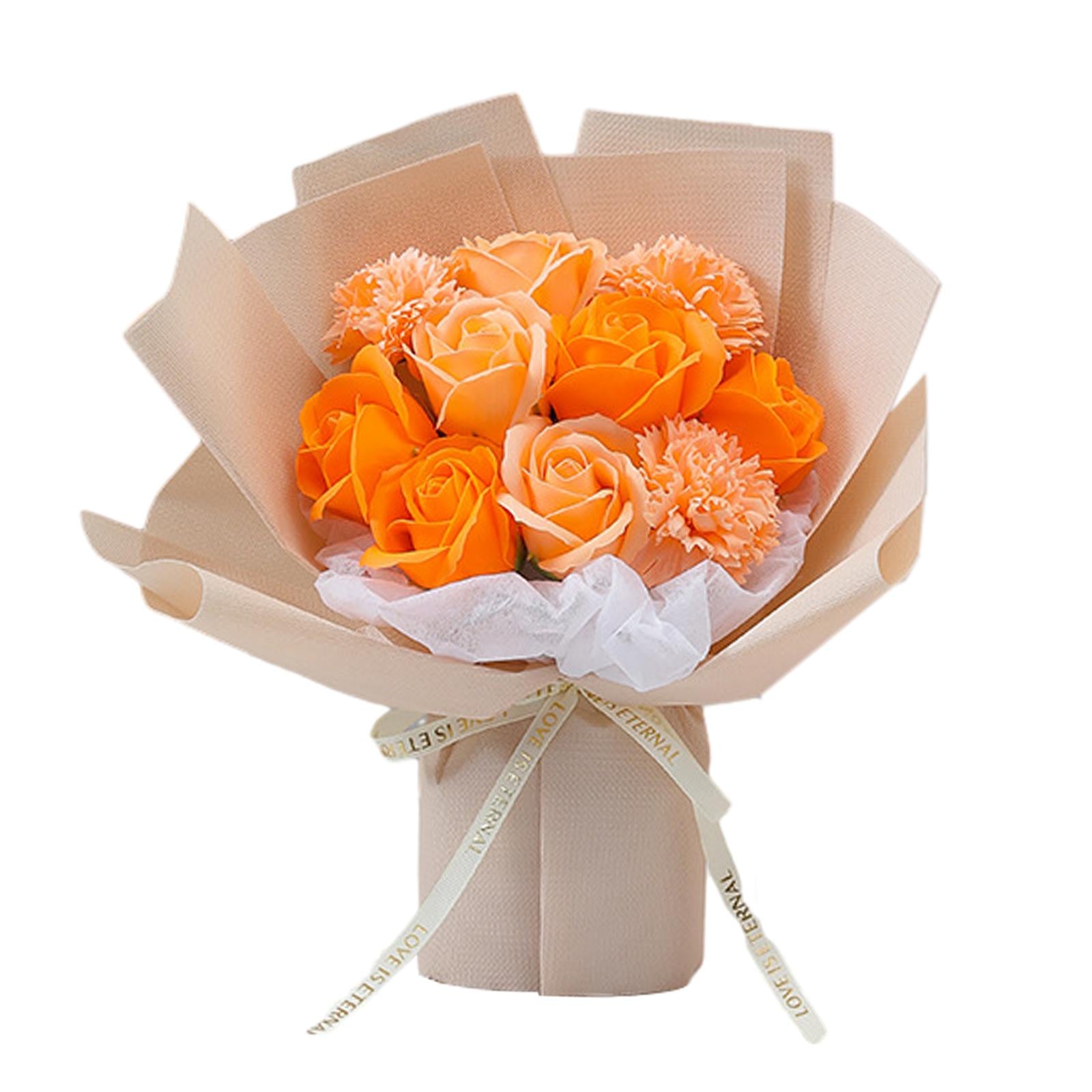 Rose Bouquets Soap Flower for Valentines Day Teachers' Day Special Occassions Orange