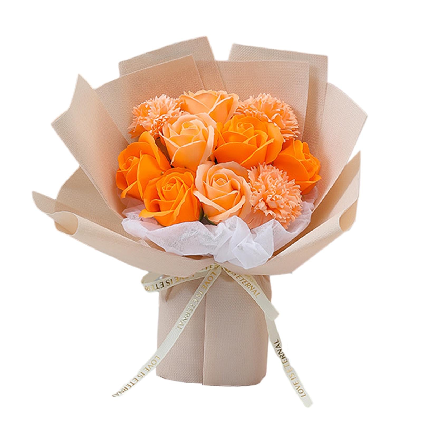 Rose Bouquets Soap Flower for Valentines Day Teachers' Day Special Occassions Orange