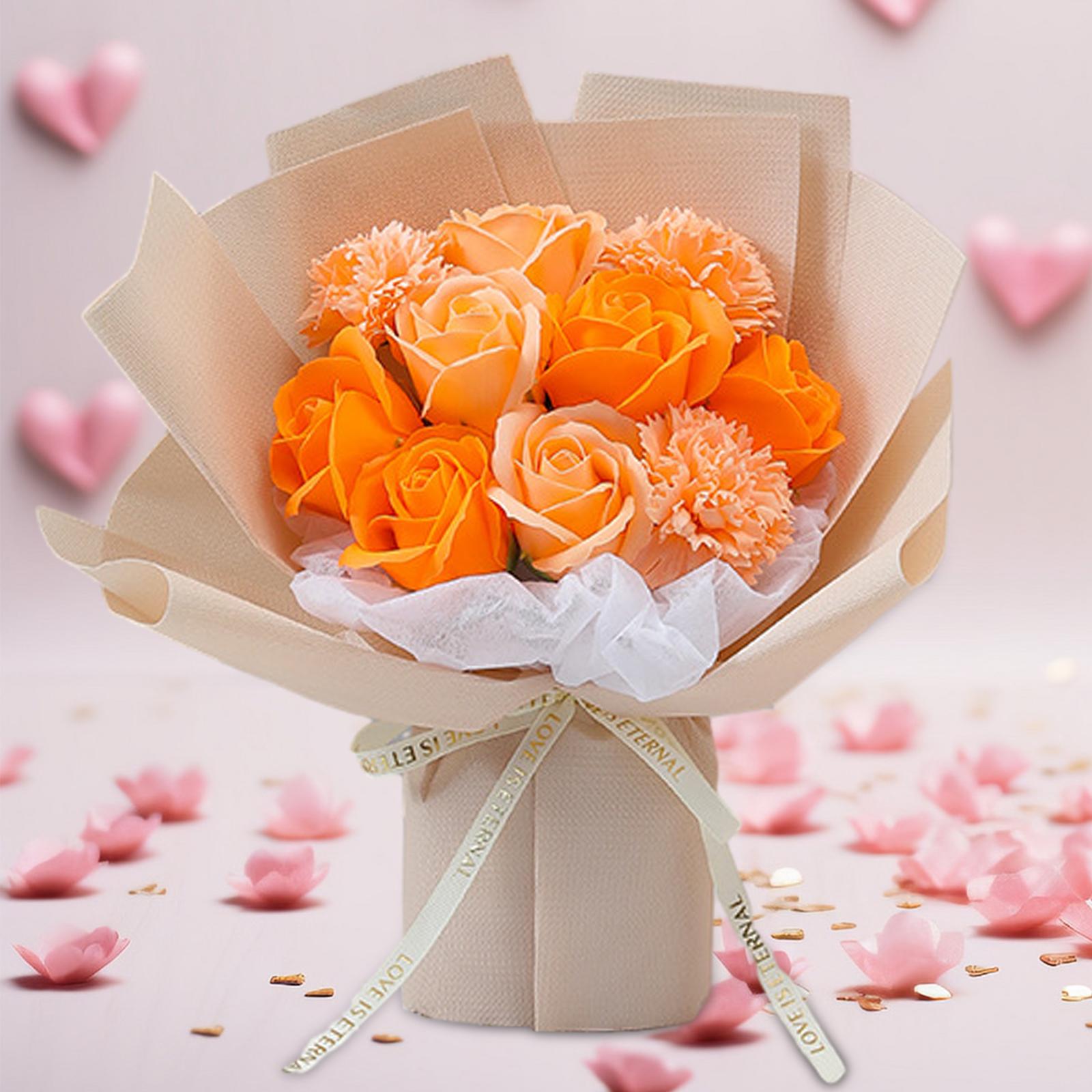 Rose Bouquets Soap Flower for Valentines Day Teachers' Day Special Occassions Orange