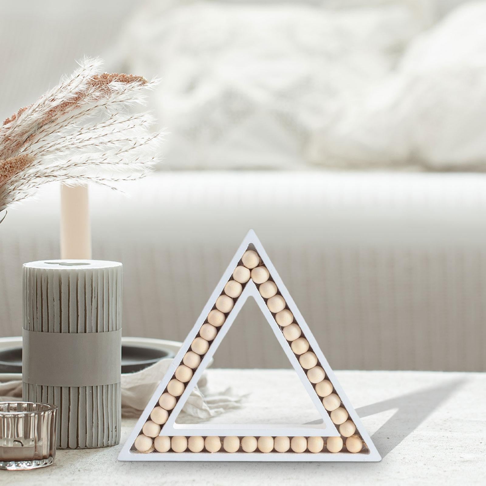 Triangle Decoration Aesthetic Wooden Handicraft for Shelf Office Dining Room 15.5x18x2cm