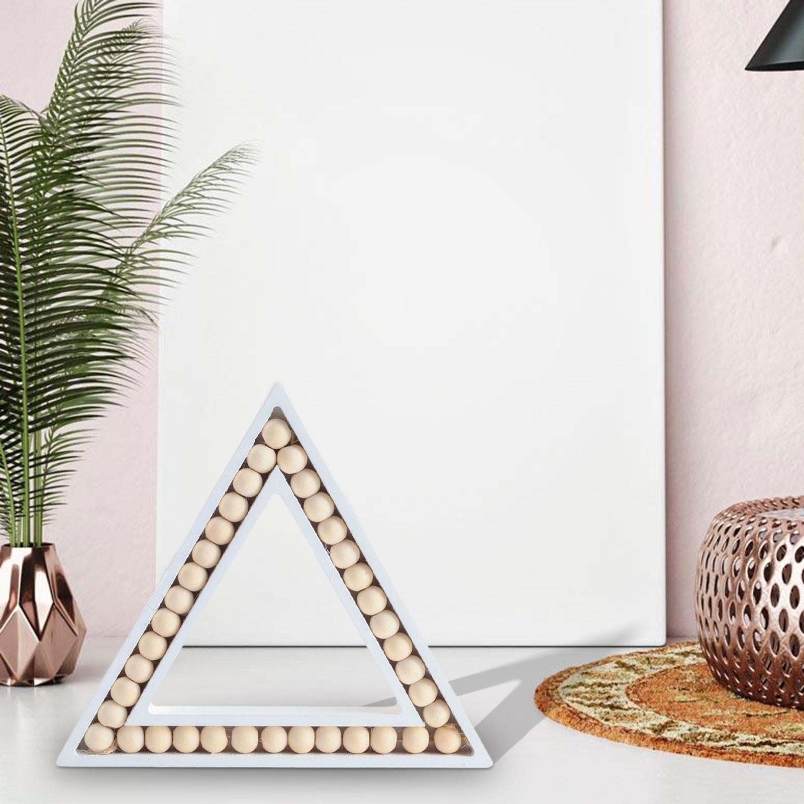 Triangle Decoration Aesthetic Wooden Handicraft for Shelf Office Dining Room 15.5x18x2cm