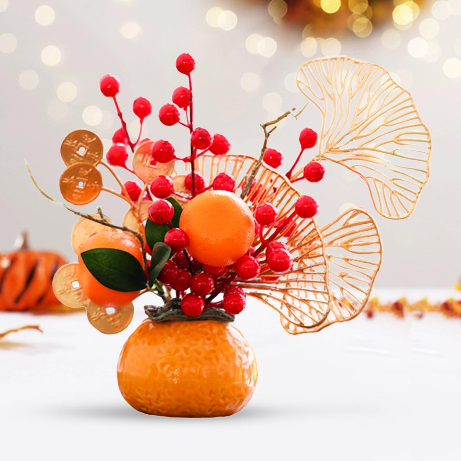 Artificial Flowers Plants Pots Bouquet New Year Pots for New Year Hotel Home Style C