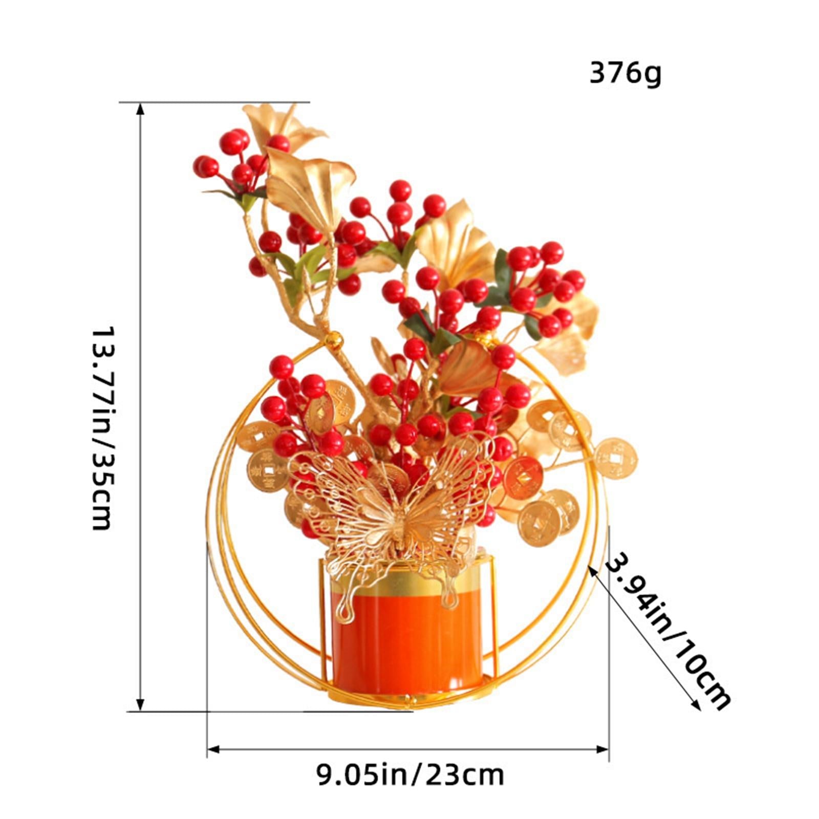 Chinese New Year Decorations Bonsai Plant Wedding Artificial Potted Flowers With Butterfly