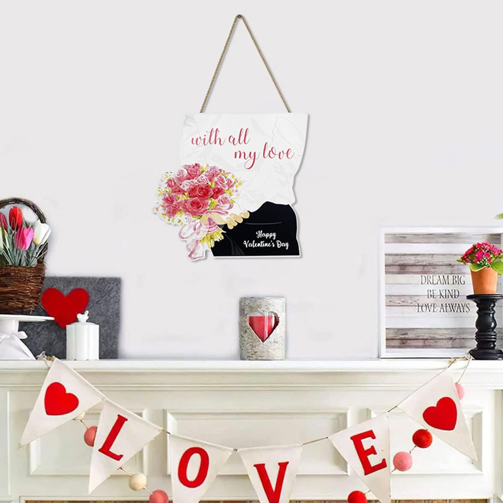 Valentines Door Sign Durable Rustic Wall Plaque for Anniversary Wedding Wall