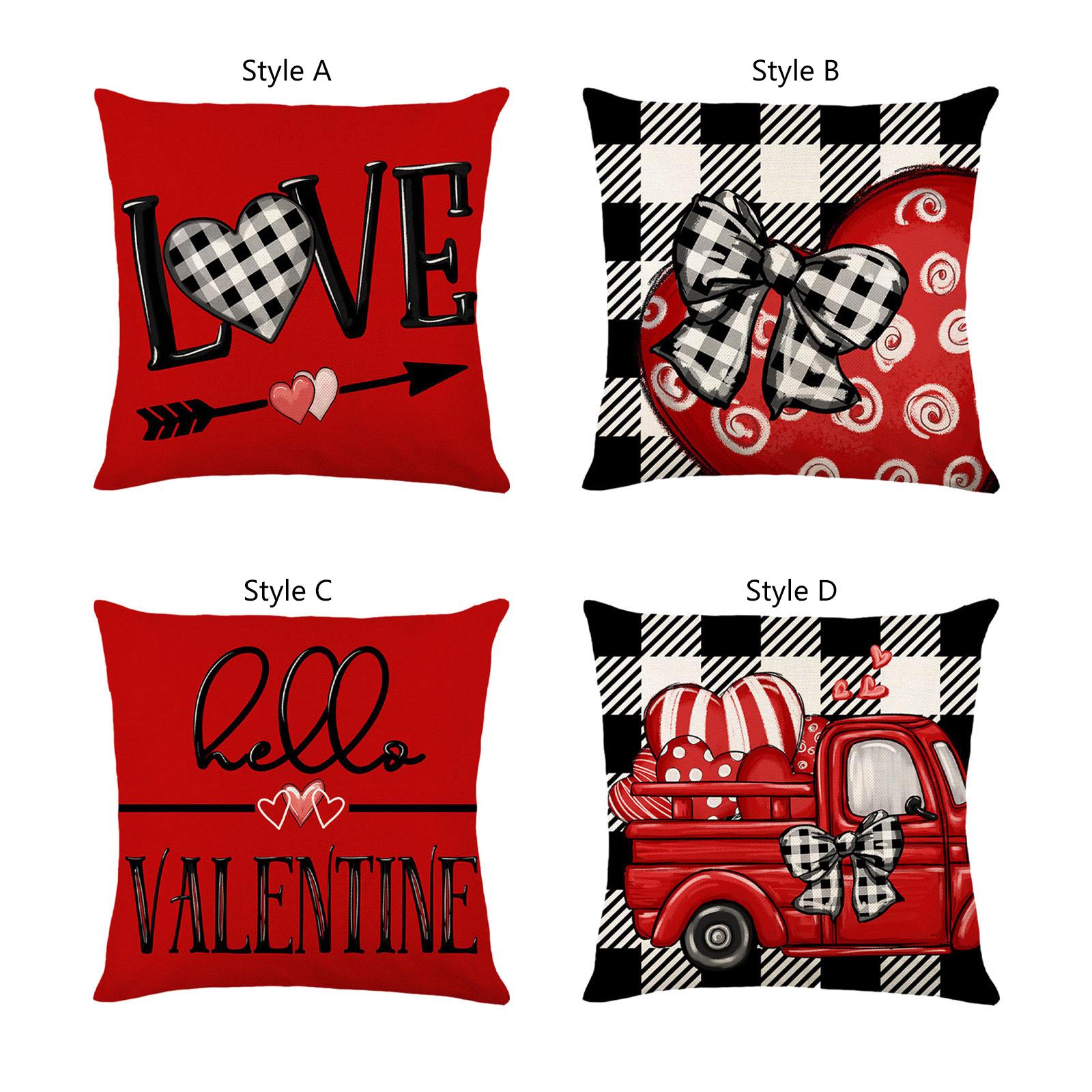 Valentines Day Pillow 45x45cm Sqaure Love Heart Pattern for Couch Sofa Chair Style A