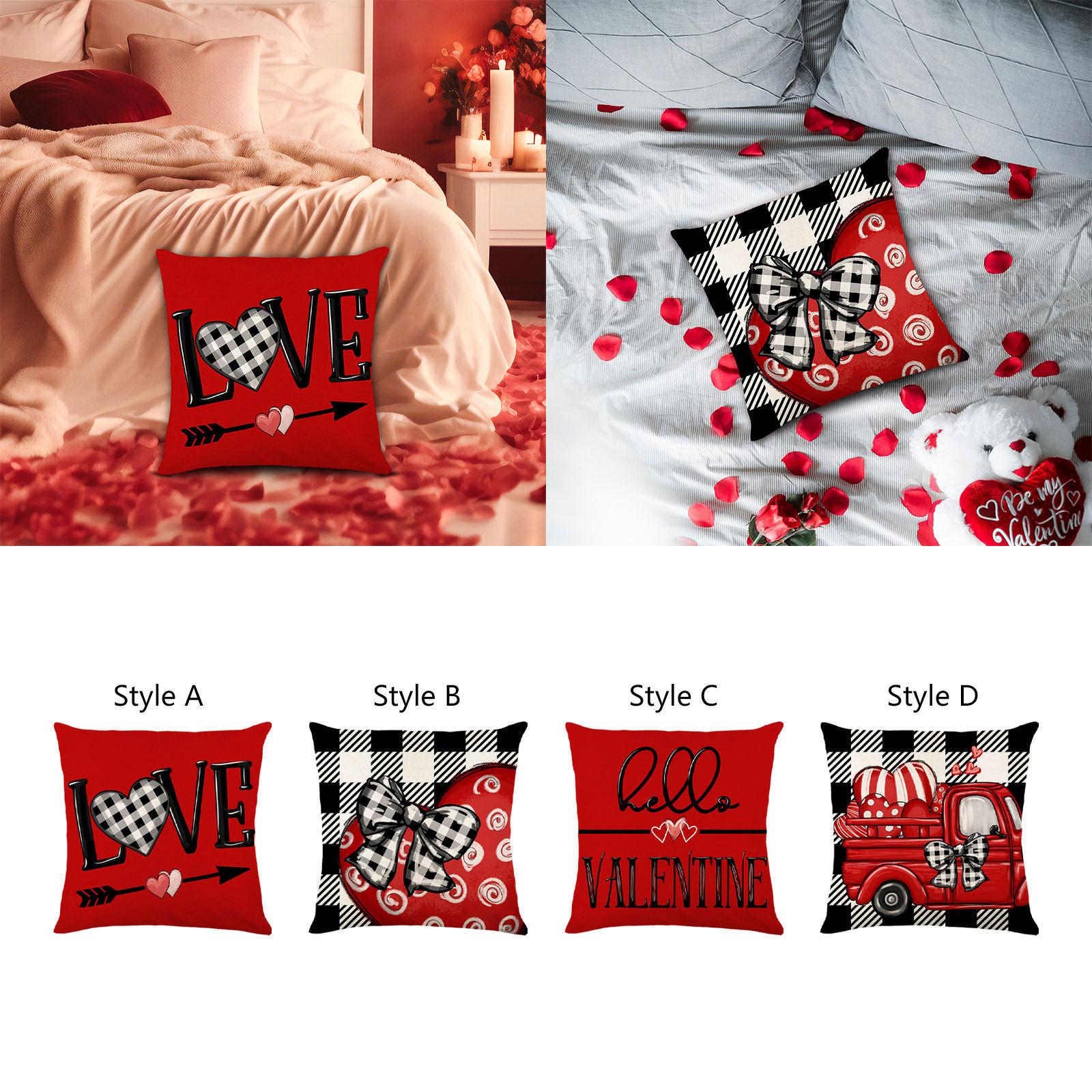 Valentines Day Pillow 45x45cm Sqaure Love Heart Pattern for Couch Sofa Chair Style A